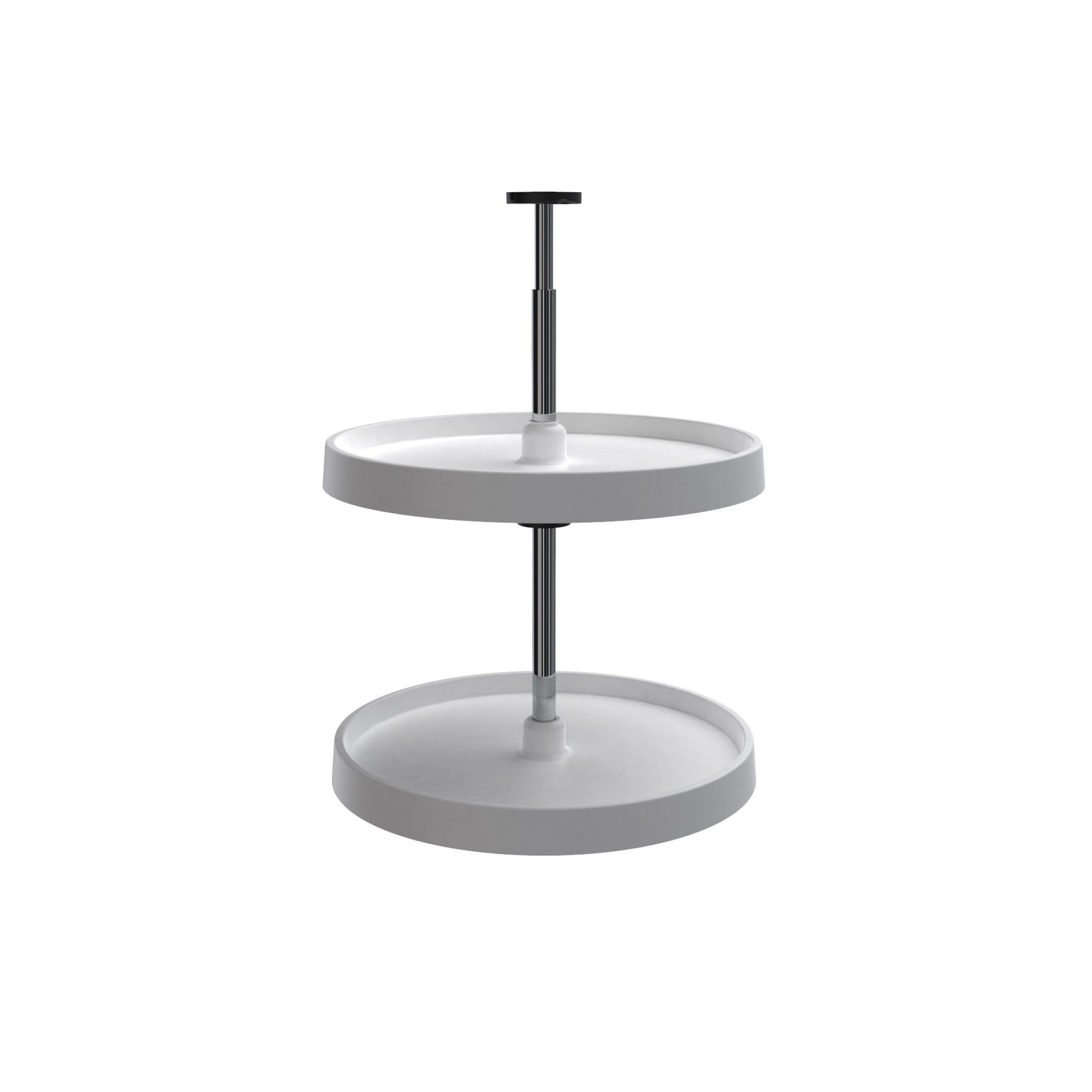 18" White Value Line Polymer Full-Circle 2-Shelf Lazy Susan for Corner Wall Cabinets
