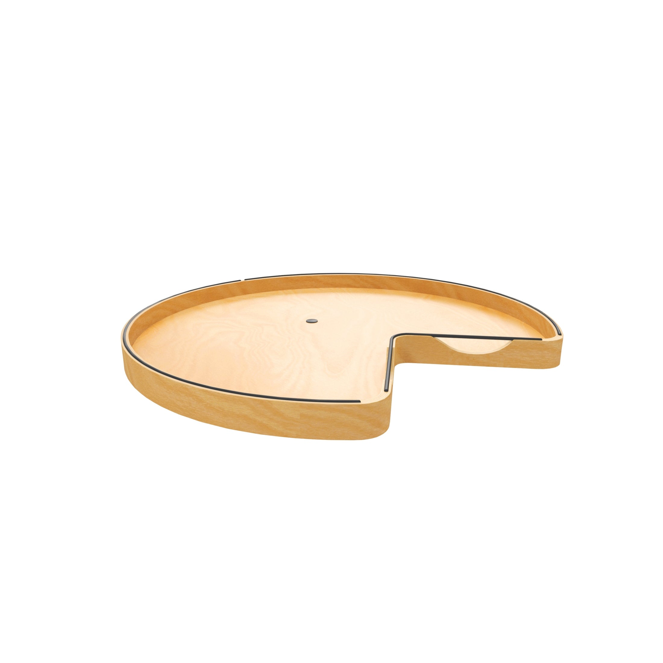 Craftsman Collection 32" Solid Maple Kidney-Shaped Lazy Susan for Corner Base Cabinets w/ Swivel Bearing and Black Accents