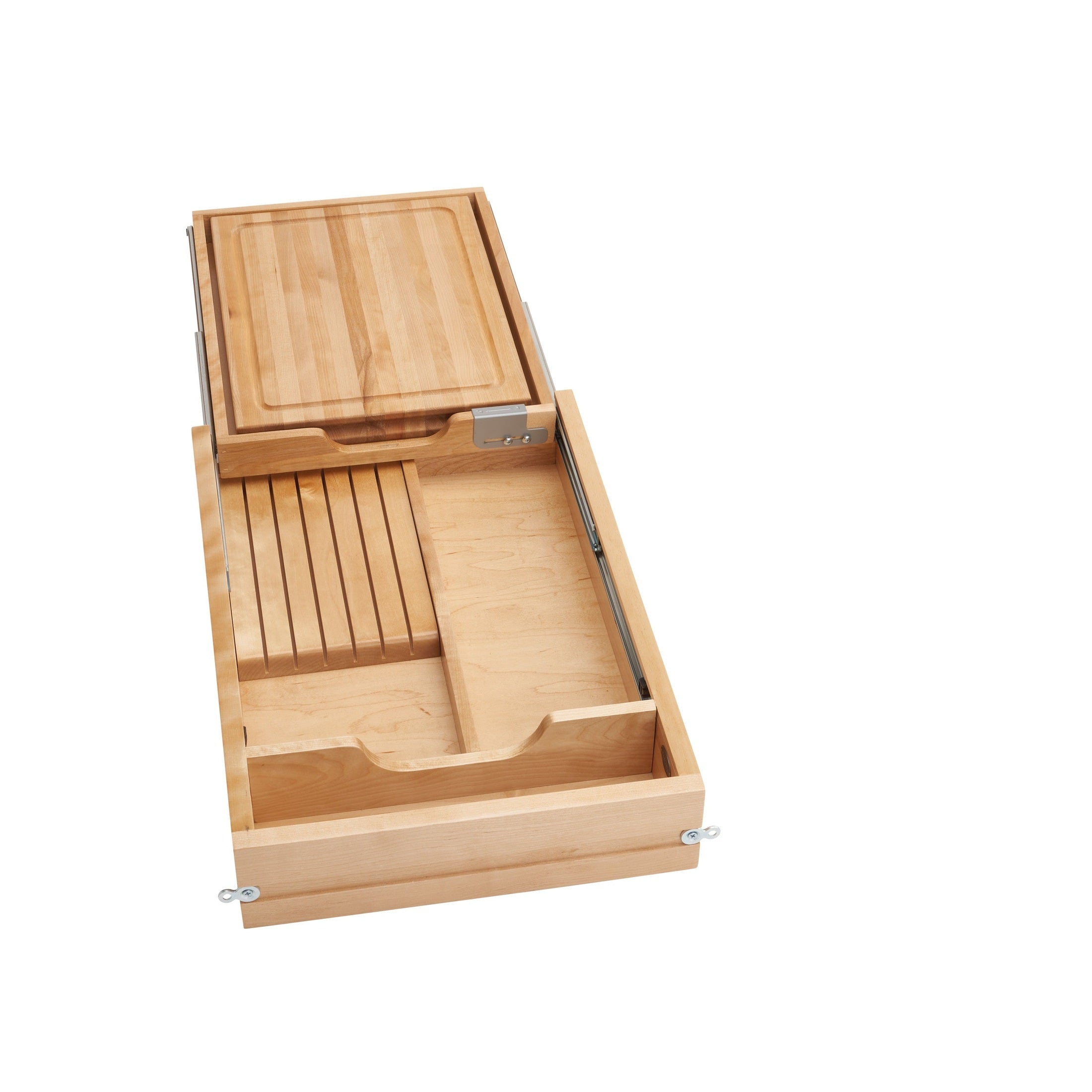 REV-A-SHELF 4KCB-18HSC-1 Natural Maple Knife/Cutting Board Drawer w/ BLUMOTION Soft-Close for 18" Face Frame Base
