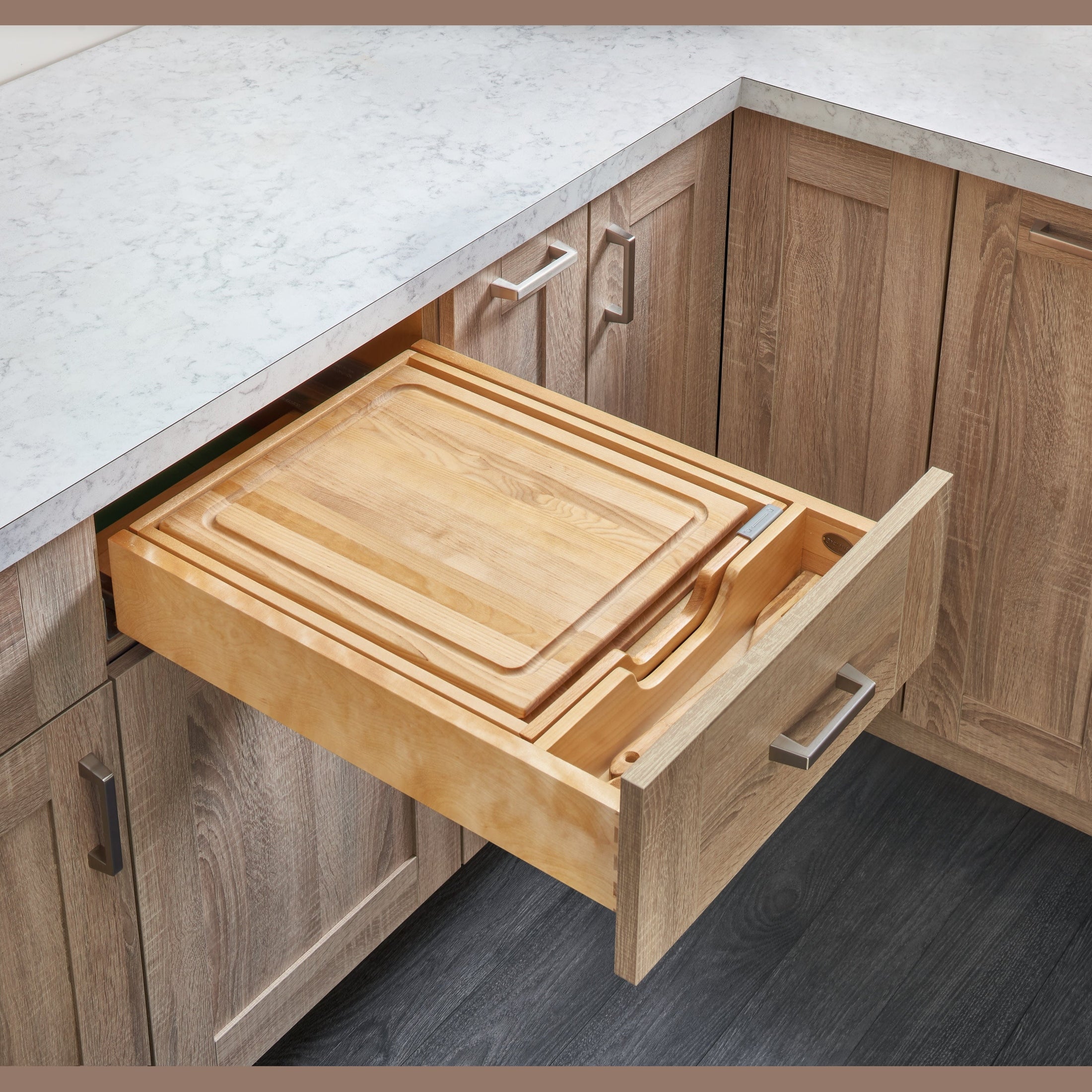 REV-A-SHELF 4KCB-419HFLSC-1 Natural Maple Knife/Cutting Board Drawer w/ BLUMOTION Soft-Close for 18" Full-Access Base