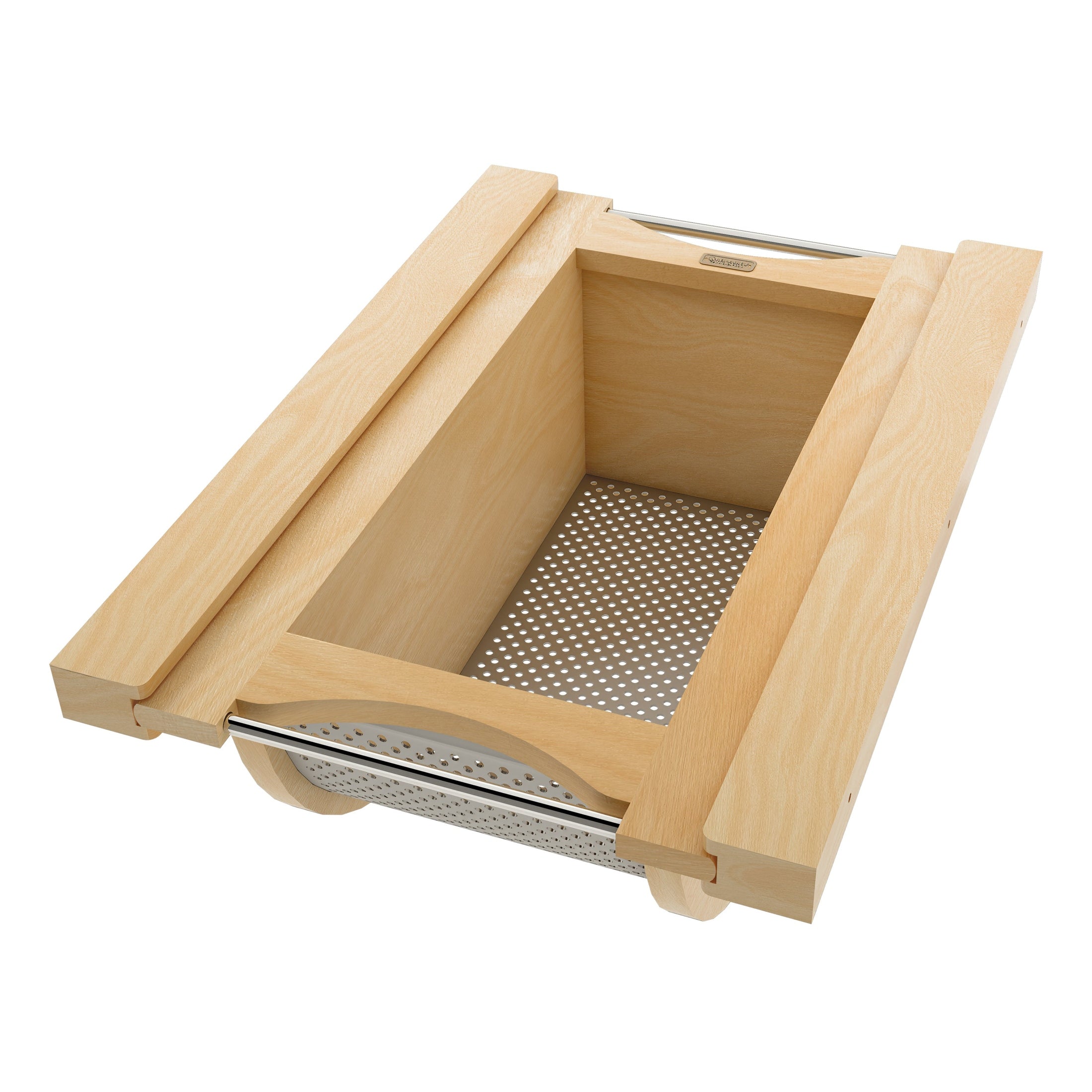 Natural Maple/Stainless-Steel Produce Basket for 15” Base Cabinets