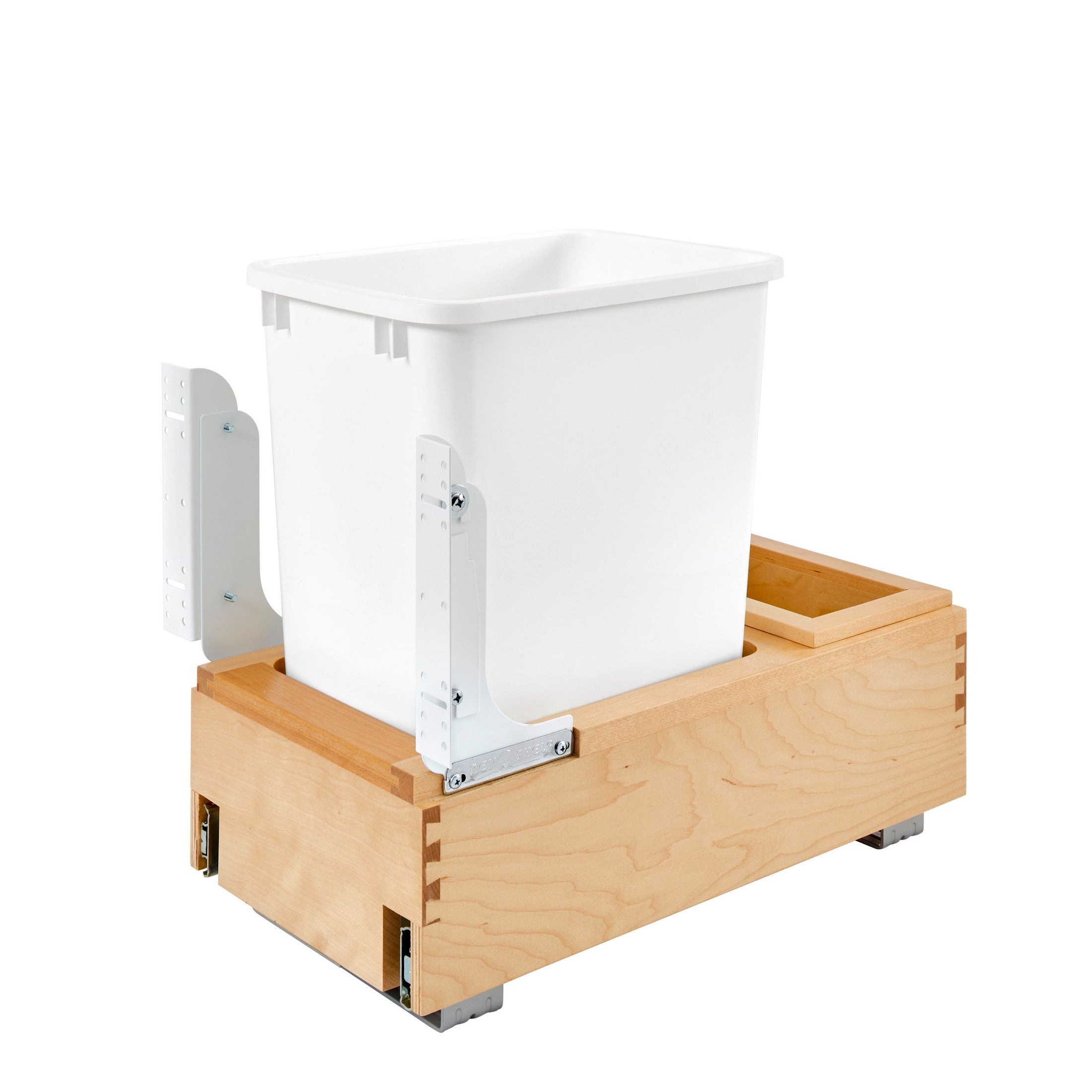 Single White 35 Qt. Maple Bottom Mount Pullout Waste Container