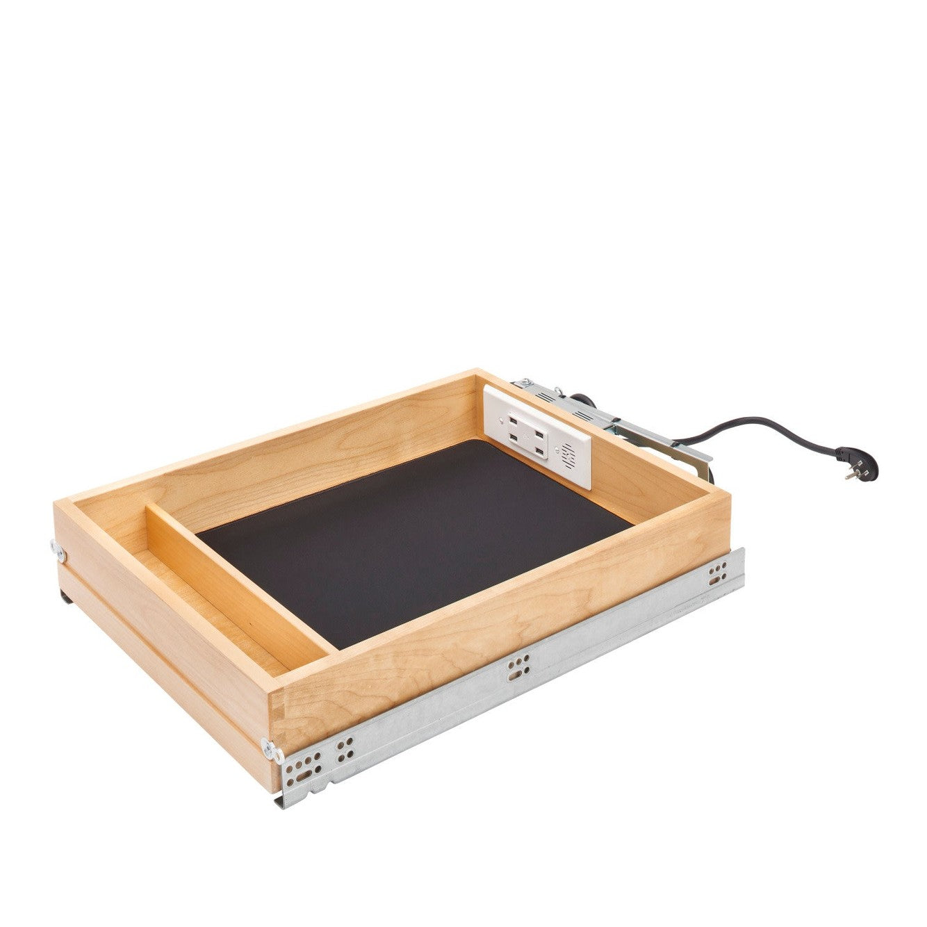 REV-A-SHELF 4WCDB-18HFLSC-1-USB 18" Wood Full-Access Pullout USB Charging Drawer w/ BLUM Soft-Close Slides