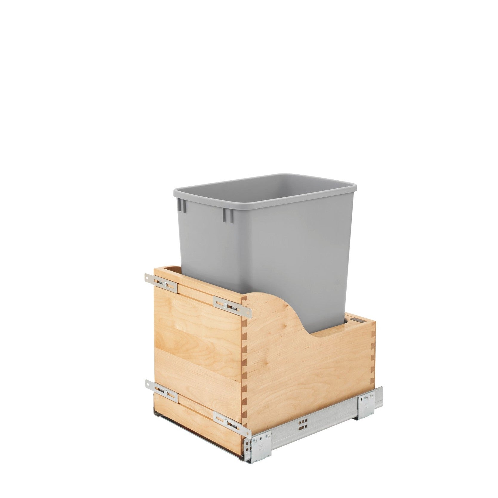 Single Gray 32 Qt. Maple Pullout Waste Container w/ Soft-Close for 15" Vanity Base Cabinets