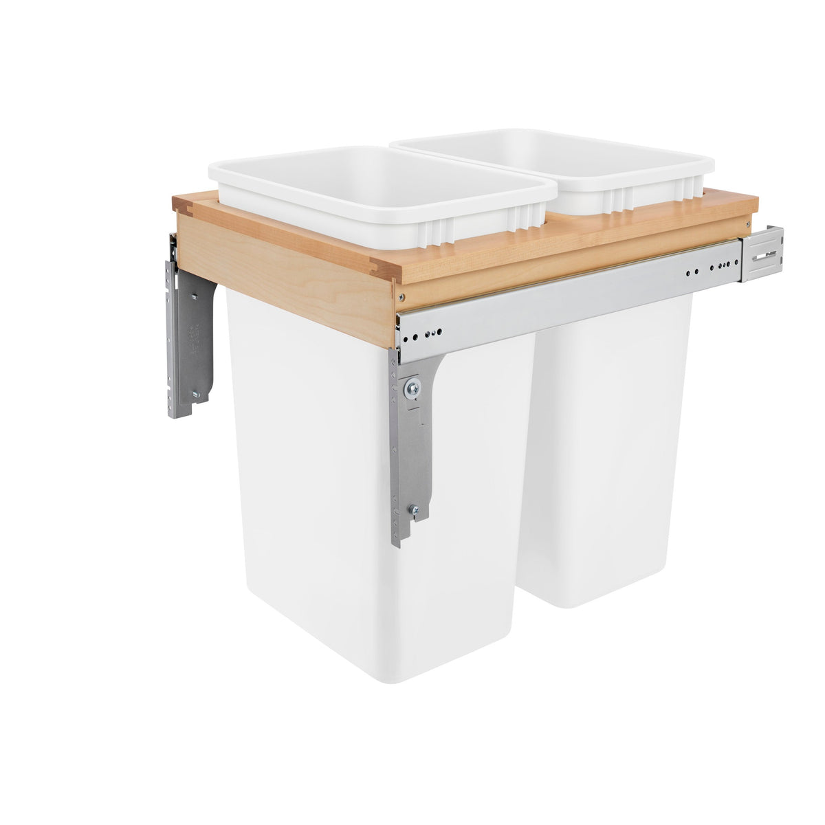Wood Top Mount Pullout Double Waste Container For Full-Height Cabinets
