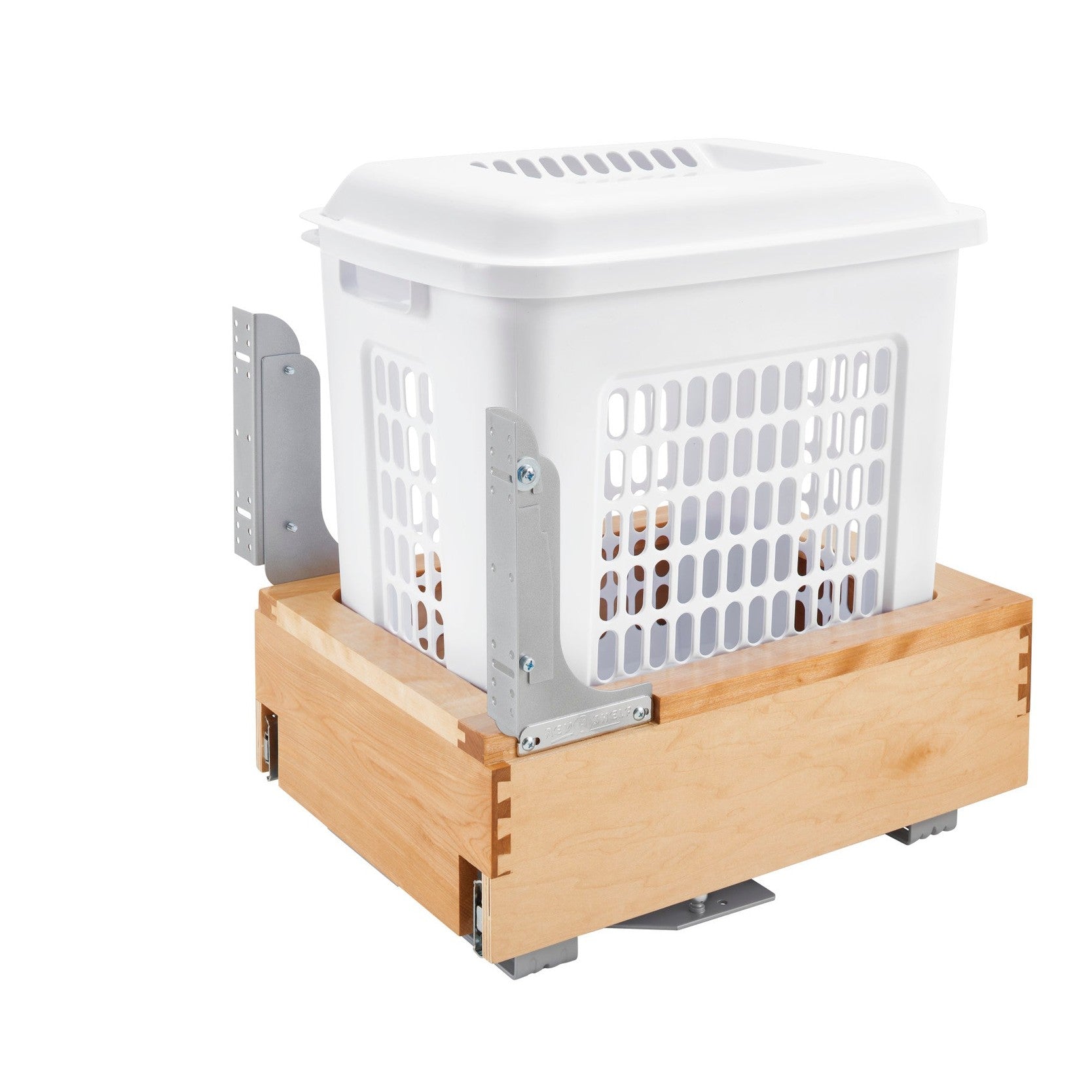 Natural Maple Bottom Mount Hamper w/ Rev-A-Motion Soft-Close for 18"