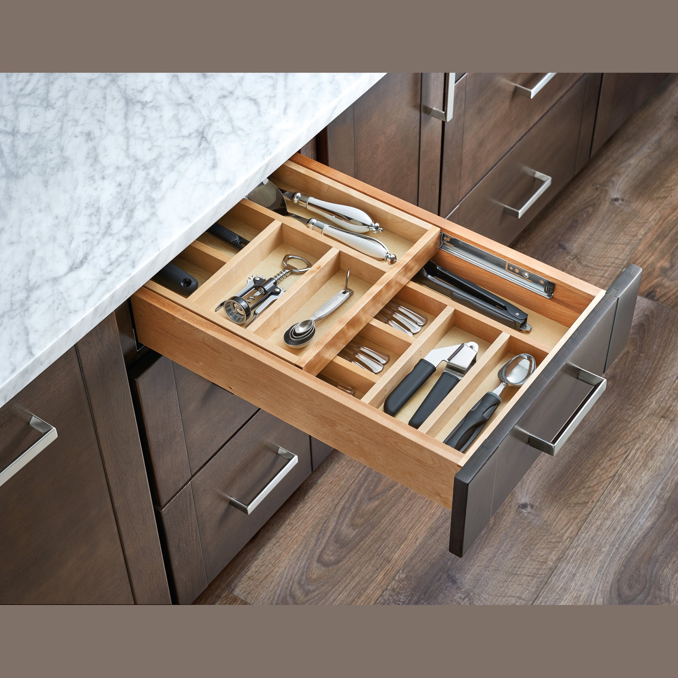 REV-A-SHELF 4WTCD-18H-1 Maple Two-Tier Cutlery Replacement Drawer System for 18" Base Cabinets (No Slides)