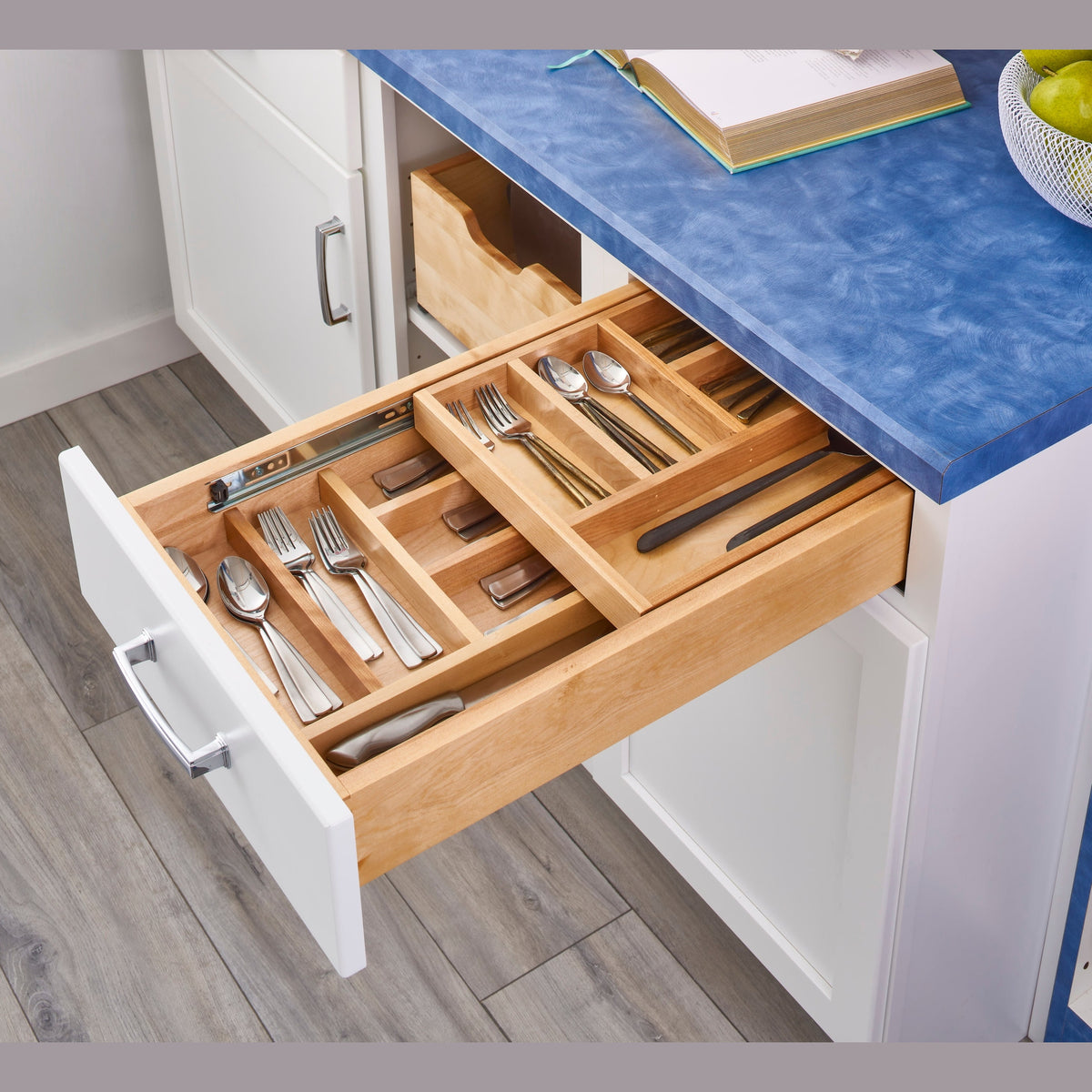 REV-A-SHELF 4WTCD-21H-1 Maple Two-Tier Cutlery Replacement Drawer System for 21" Base Cabinets (No Slides)
