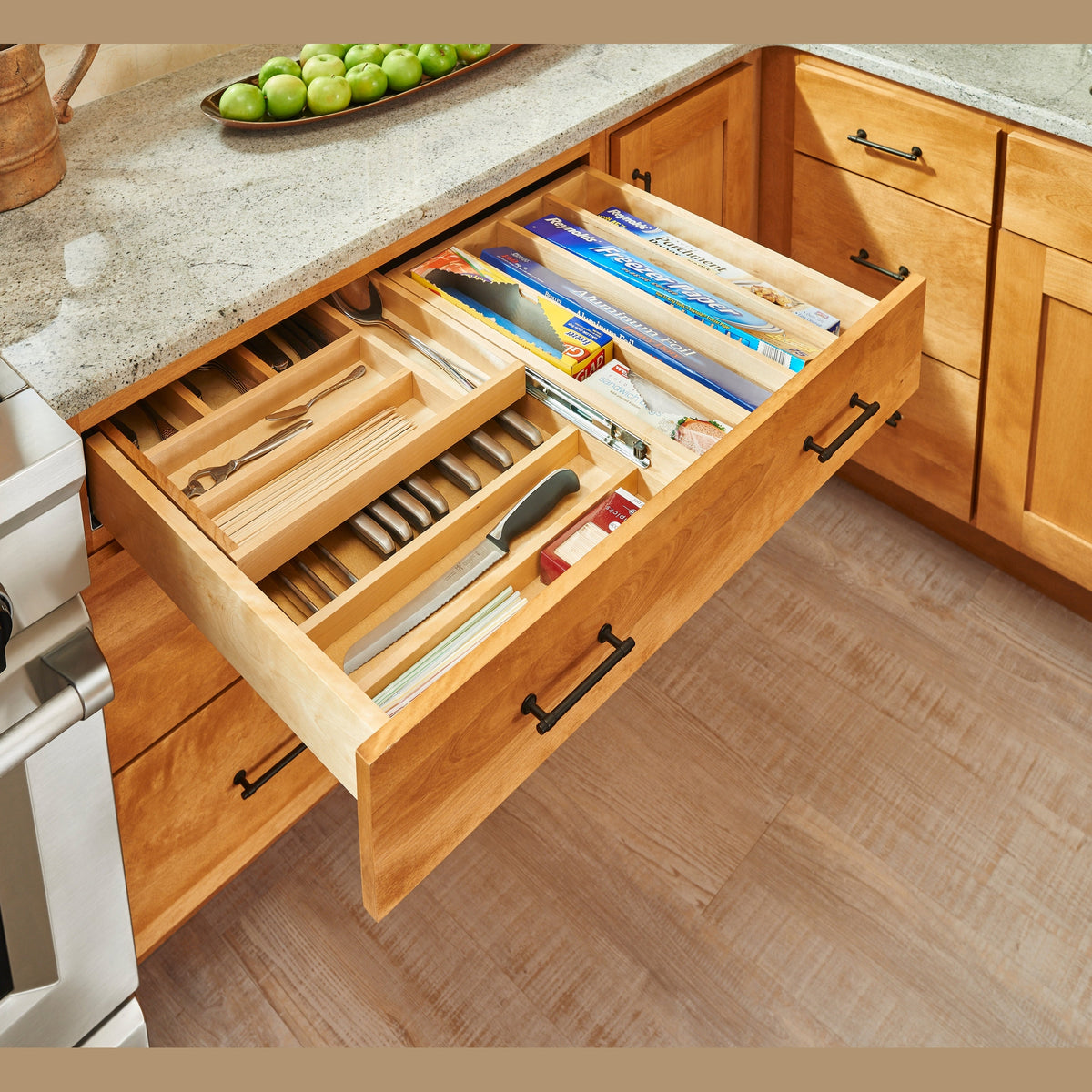 REV-A-SHELF 4WTCD-36H-1 Maple Two-Tier Combination Replacement Drawer System for 36" Base Cabinets (No Slides)