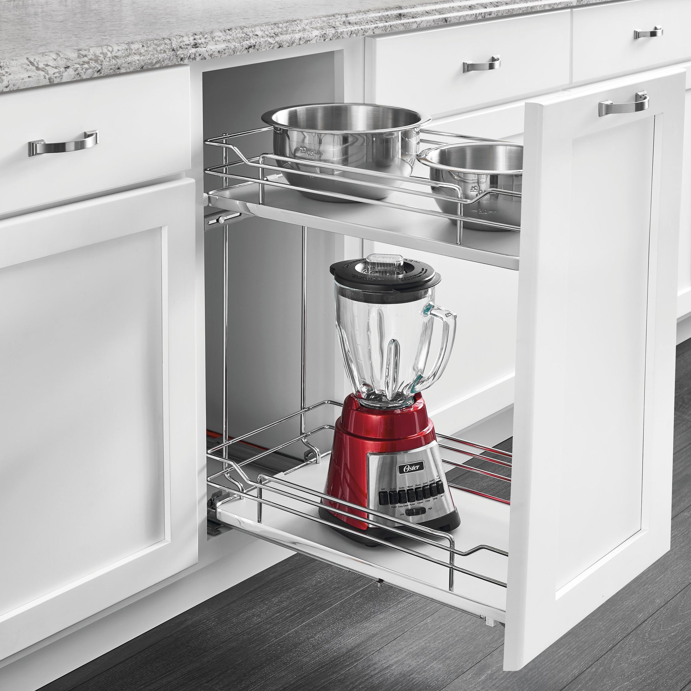 11" Two-Tier Pullout Gray Wire Organizer