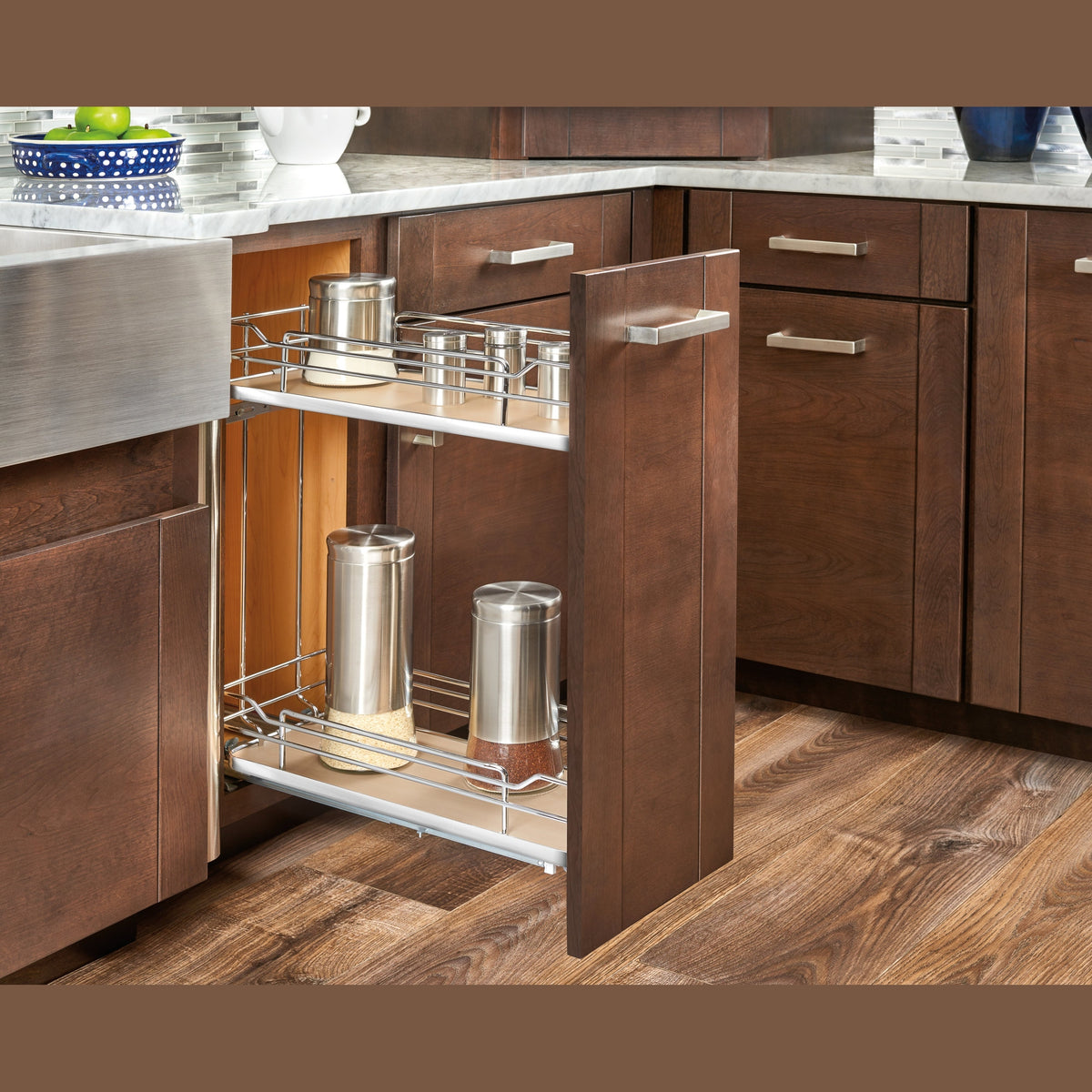6" Two-Tier Pullout Maple Wire Organizer