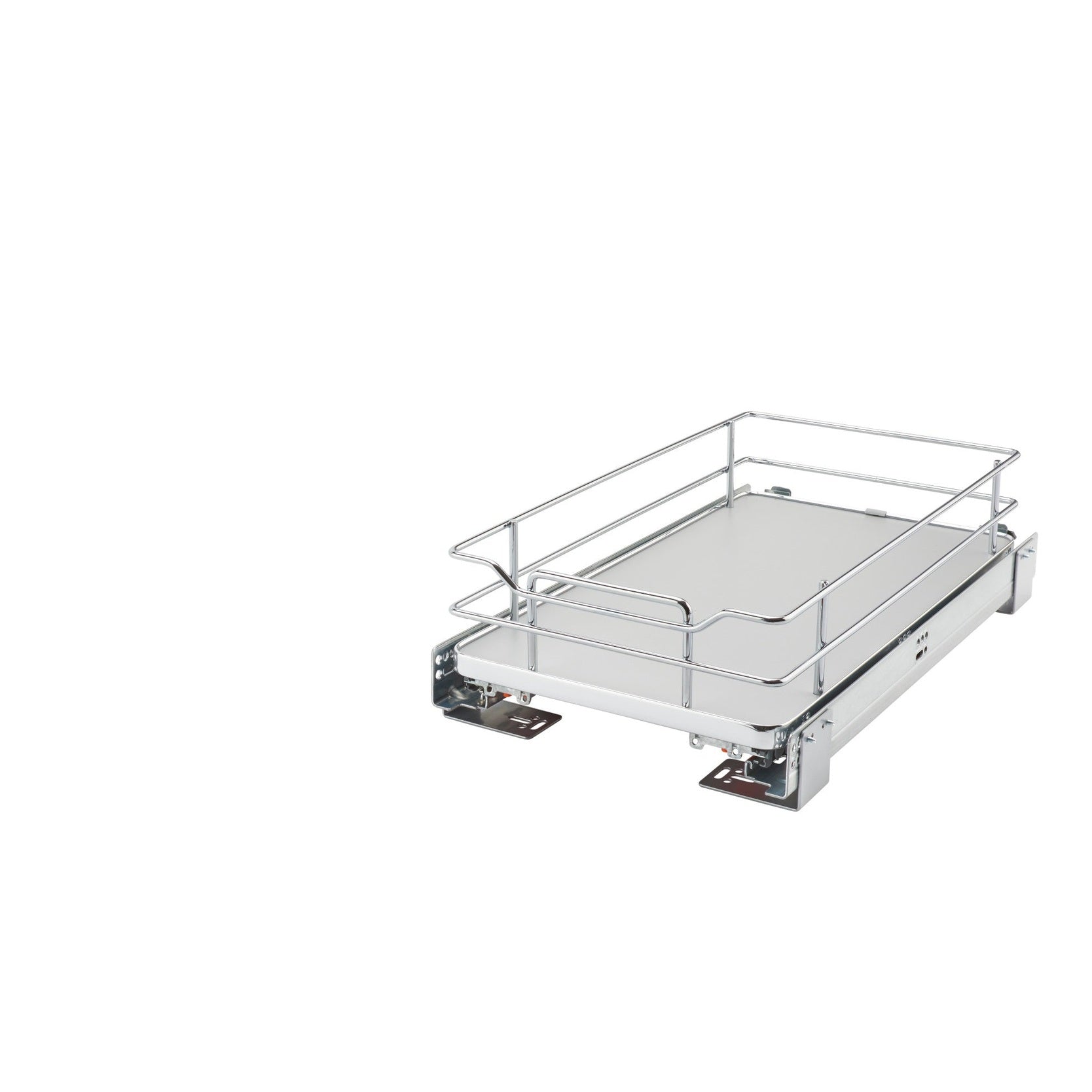 Gray Solid Bottom Chrome Wire Frame Contemporary Single Pullout Basket w/ BLUMOTION Soft-Close for 15" Base