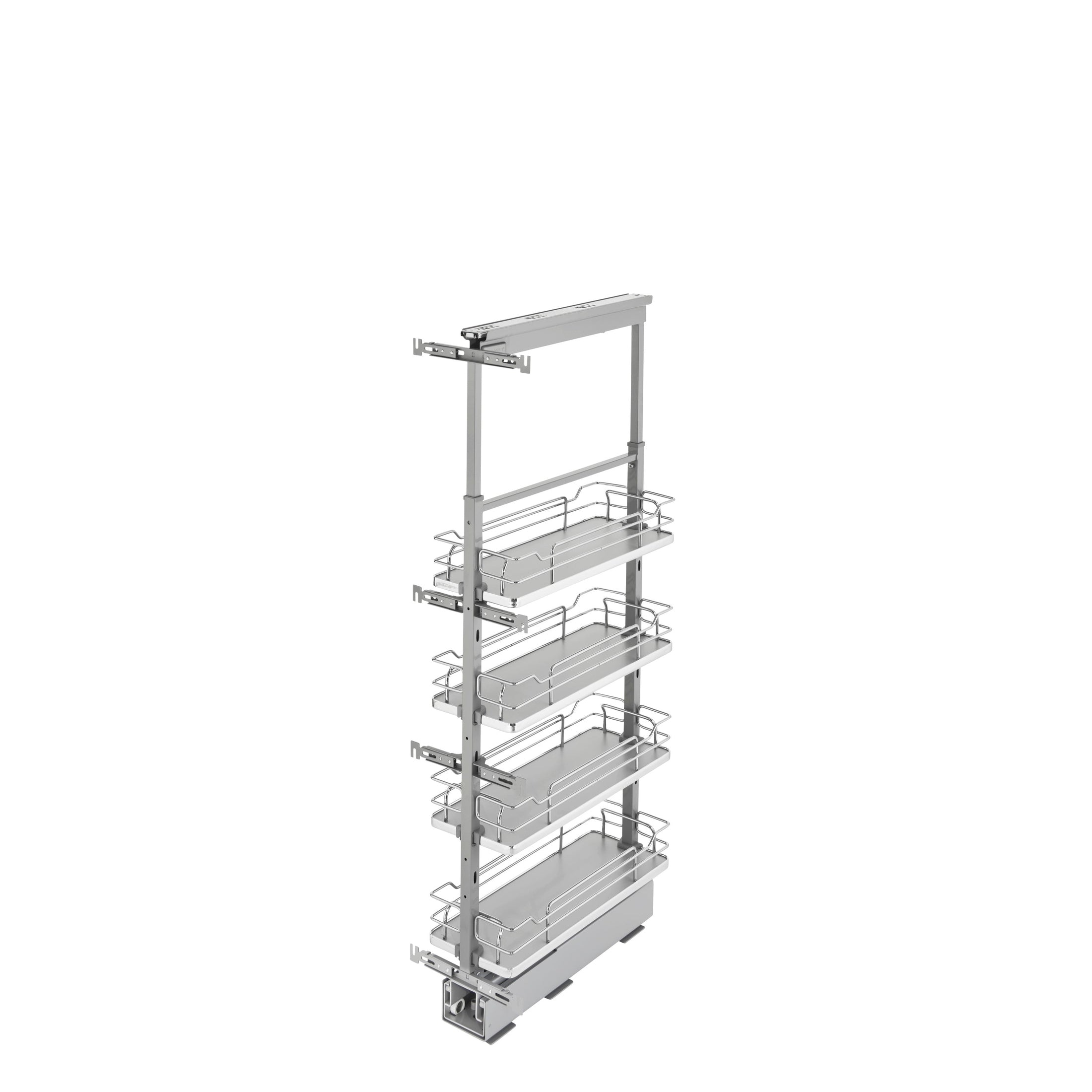 Gray Solid Bottom (4) Shelf Pullout w/ Soft-Close for 12" Face Frame Pantry w/ Height of 43-13/32" to 50-3/4"