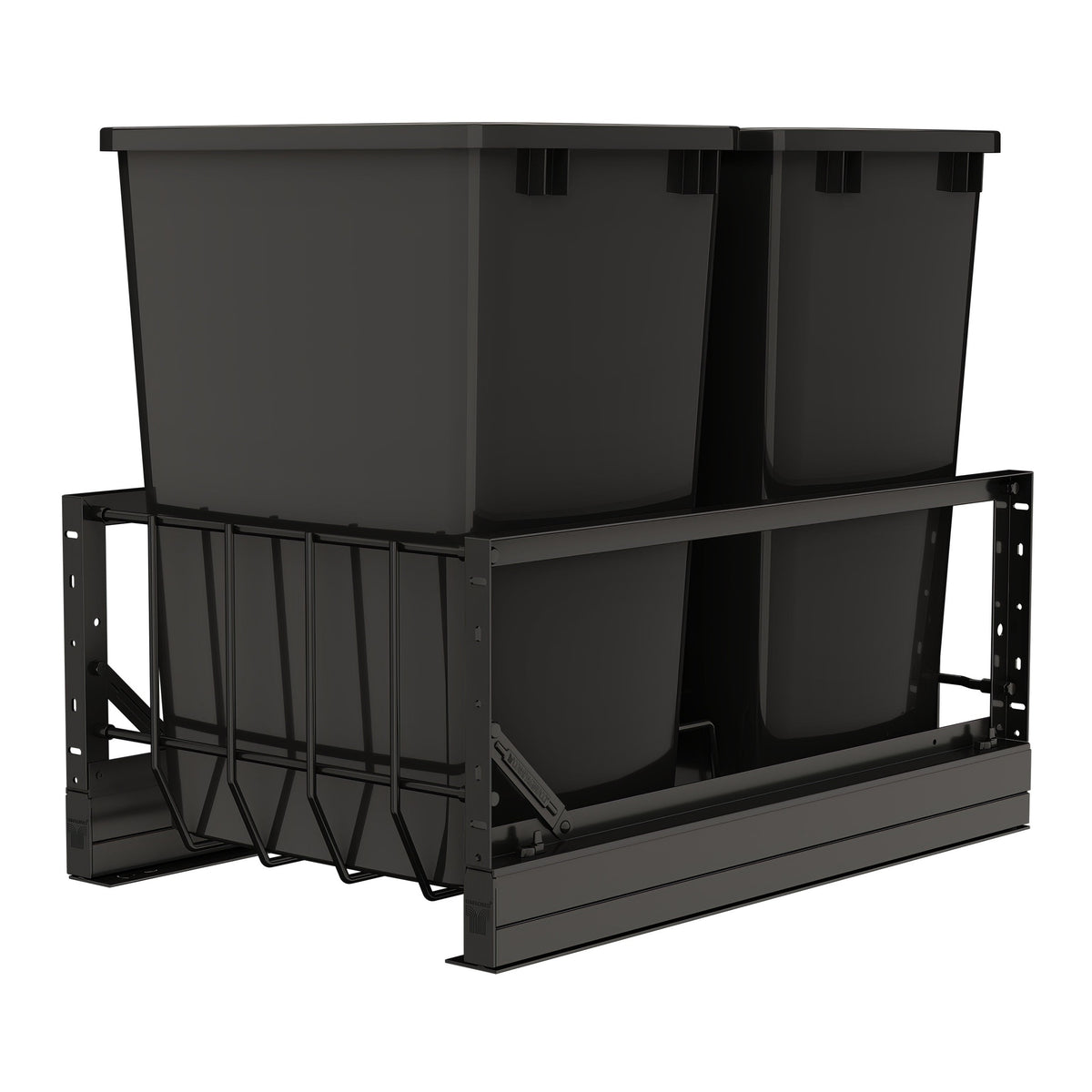 Aluminum Double Black 35 Qt. Pullout Waste Container w/ Soft-Close for 18" Base Cabinets