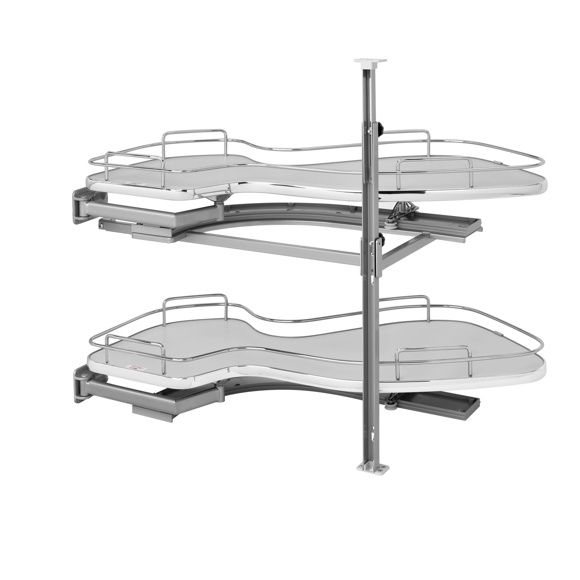 Gray Solid Bottom Chrome Wire Two-Tier "Cloud" Optimizer for 15" Left Opening/Blind Right Corner Cabinets