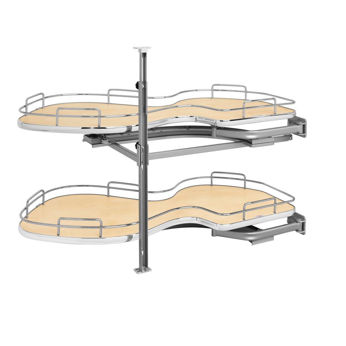 Maple Solid Bottom Chrome Wire Two-Tier "Cloud" Optimizer for 18" Right Opening/Blind Left Corner Cabinets