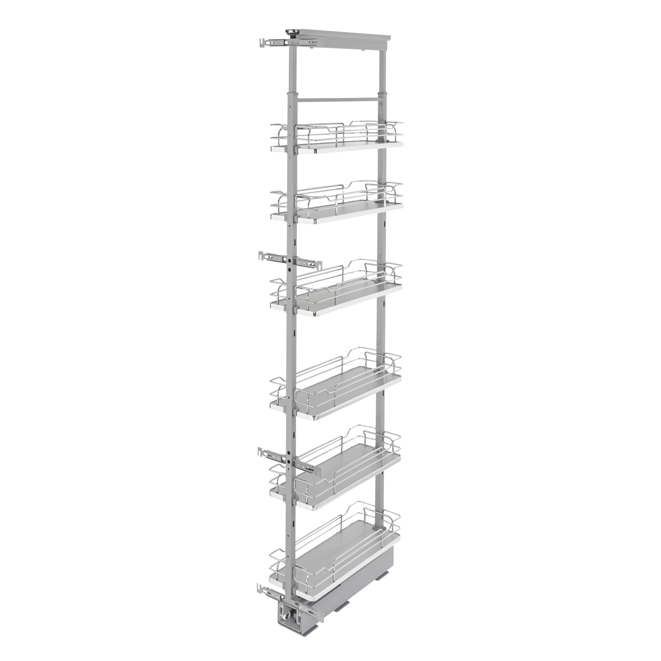 Gray Solid Bottom (6) Shelf Pullout w/ Soft-Close for 12" Face Frame Pantry w/ Height Opening of 73-5/8" to 80-3/4"
