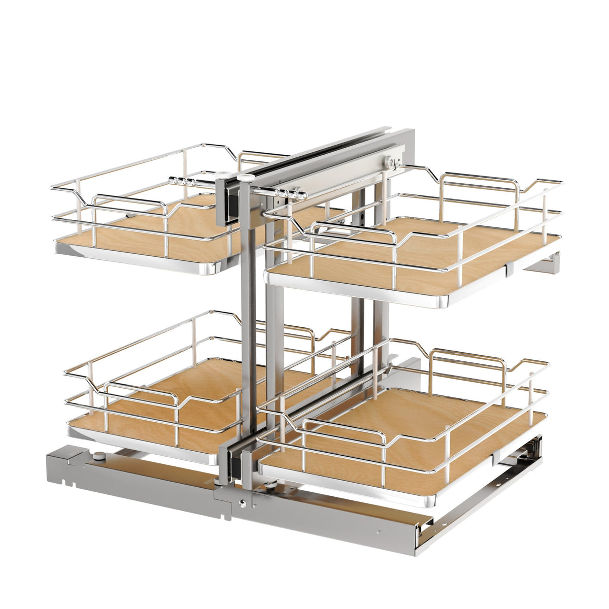 Maple Two-Tier Elite Optimizer w/ Soft-Close for 15" Blind Corner Cabinet Openings