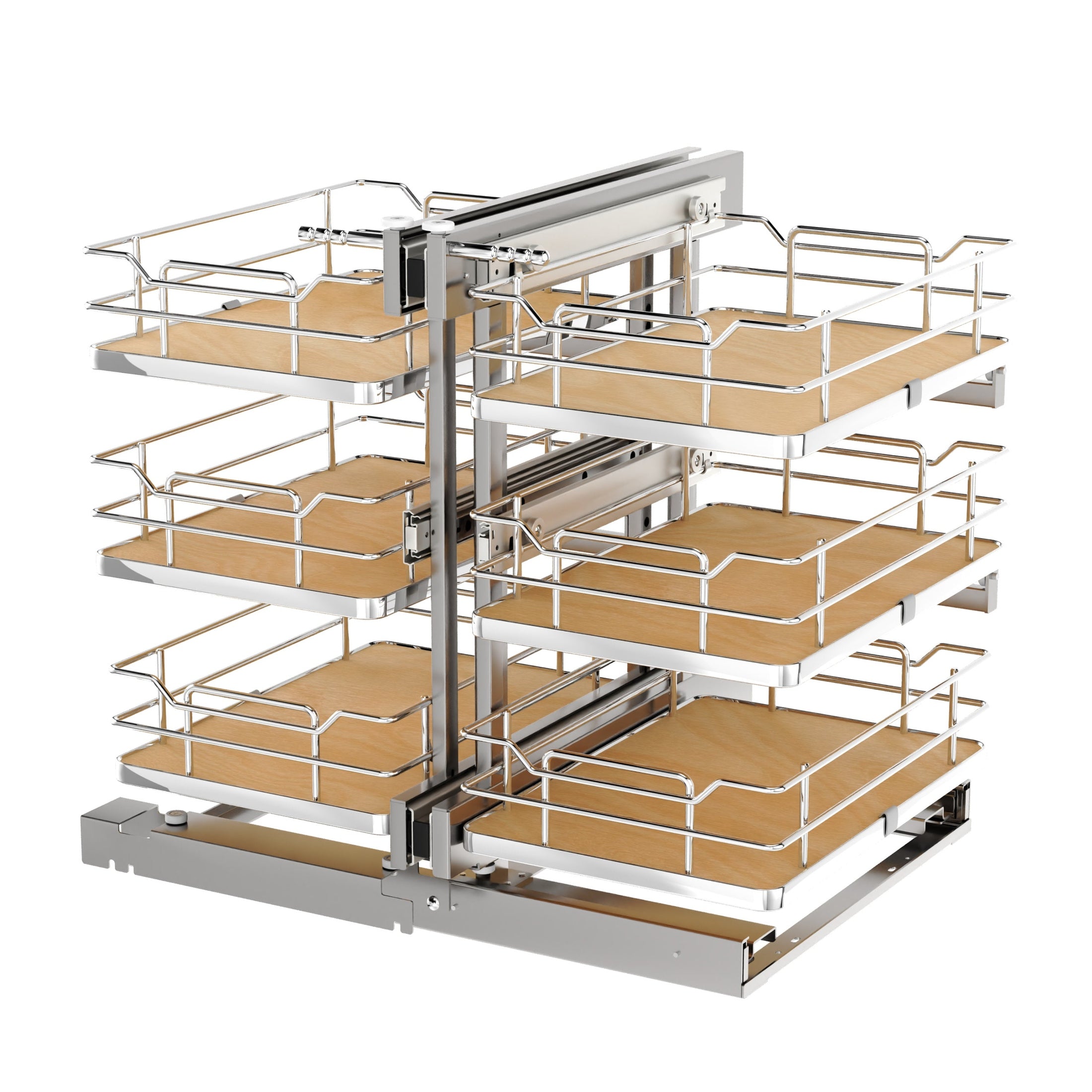 Maple Three-Tier Elite Optimizer w/ Soft-Close for 15" Blind Corner Cabinet Openings