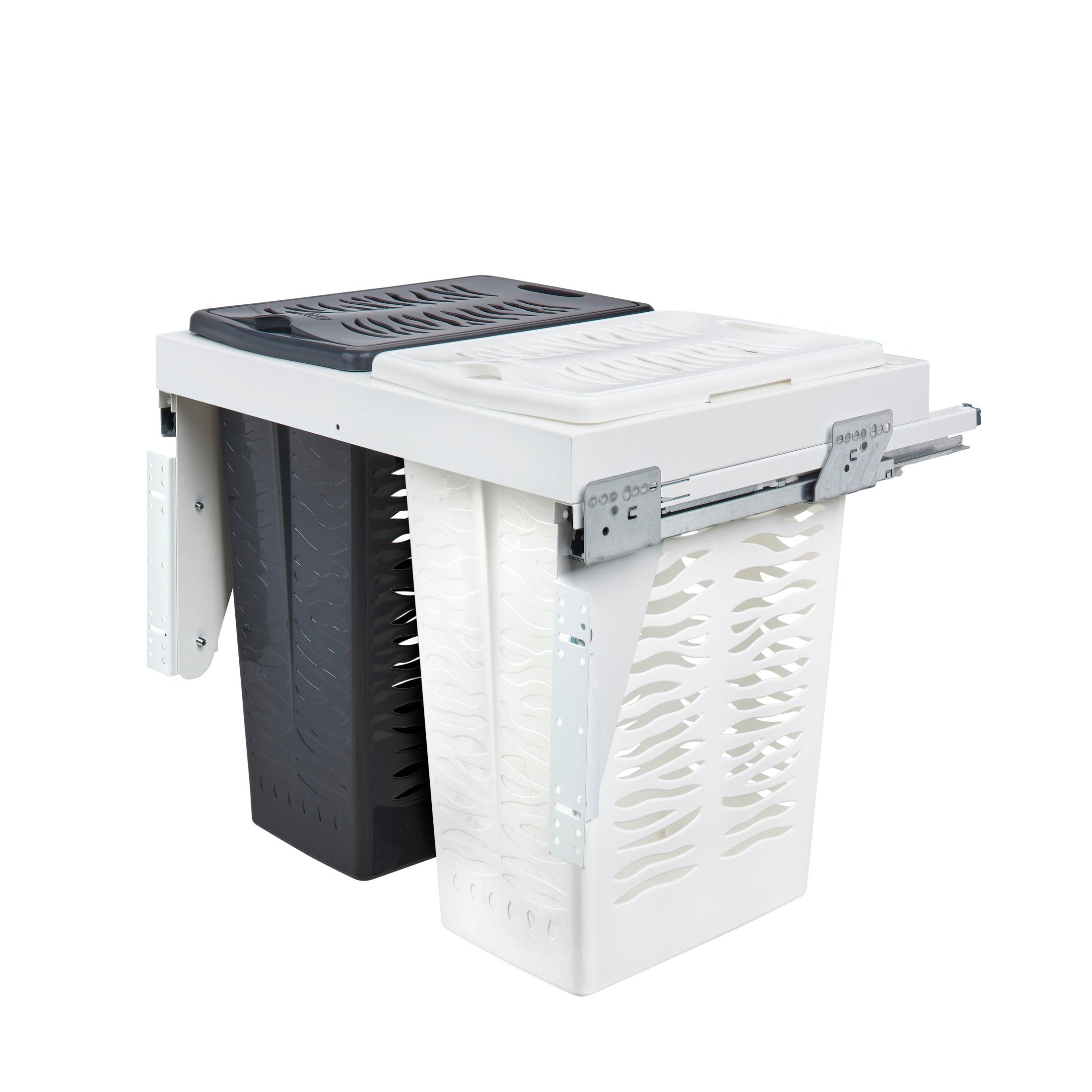 Steel Top Mount Hamper Pullout w/ Double .85 BU Hampers and Soft-Close for 24" Full-Access Full-Height Vanity Base