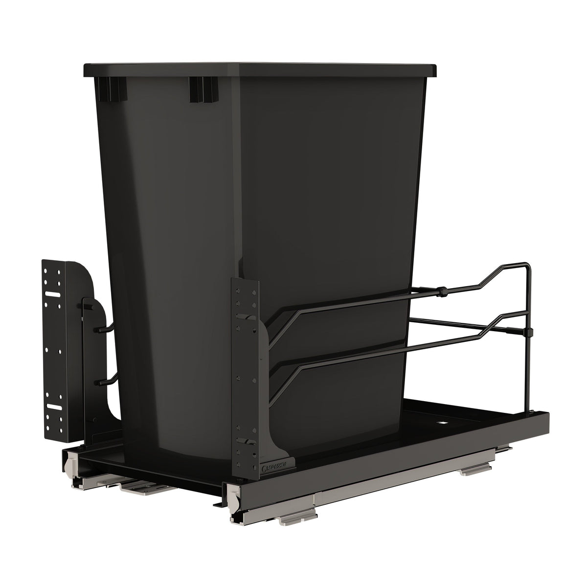 Single Black 35 Qt. Steel Bottom Mount Pullout Waste Container w/ Soft-Close for 15" Base Cabinets