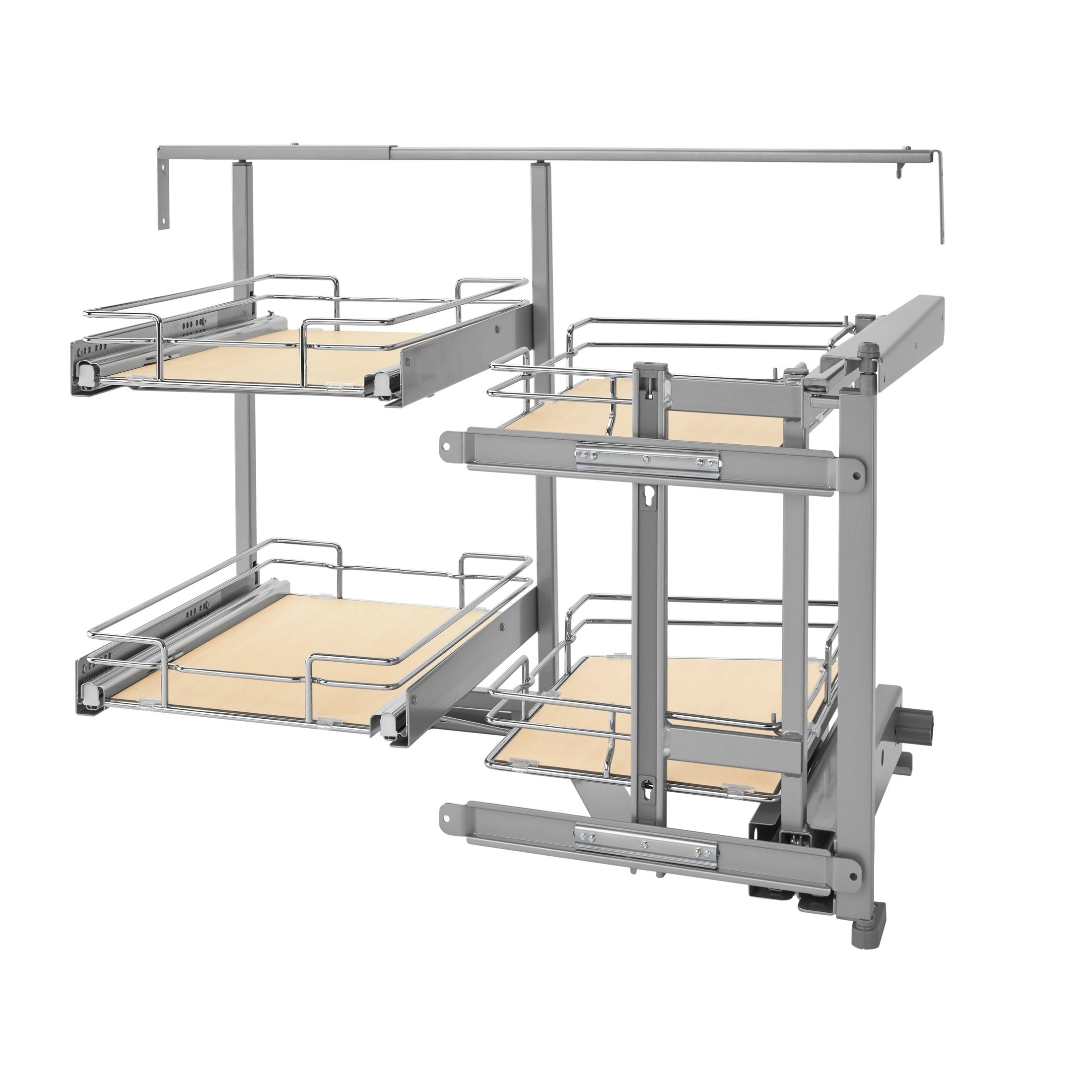 Maple Solid Bottom Chrome Wire Two-Tier Door-Mount Optimizer for 18" Right Opening/Blind Left Corner cabinets