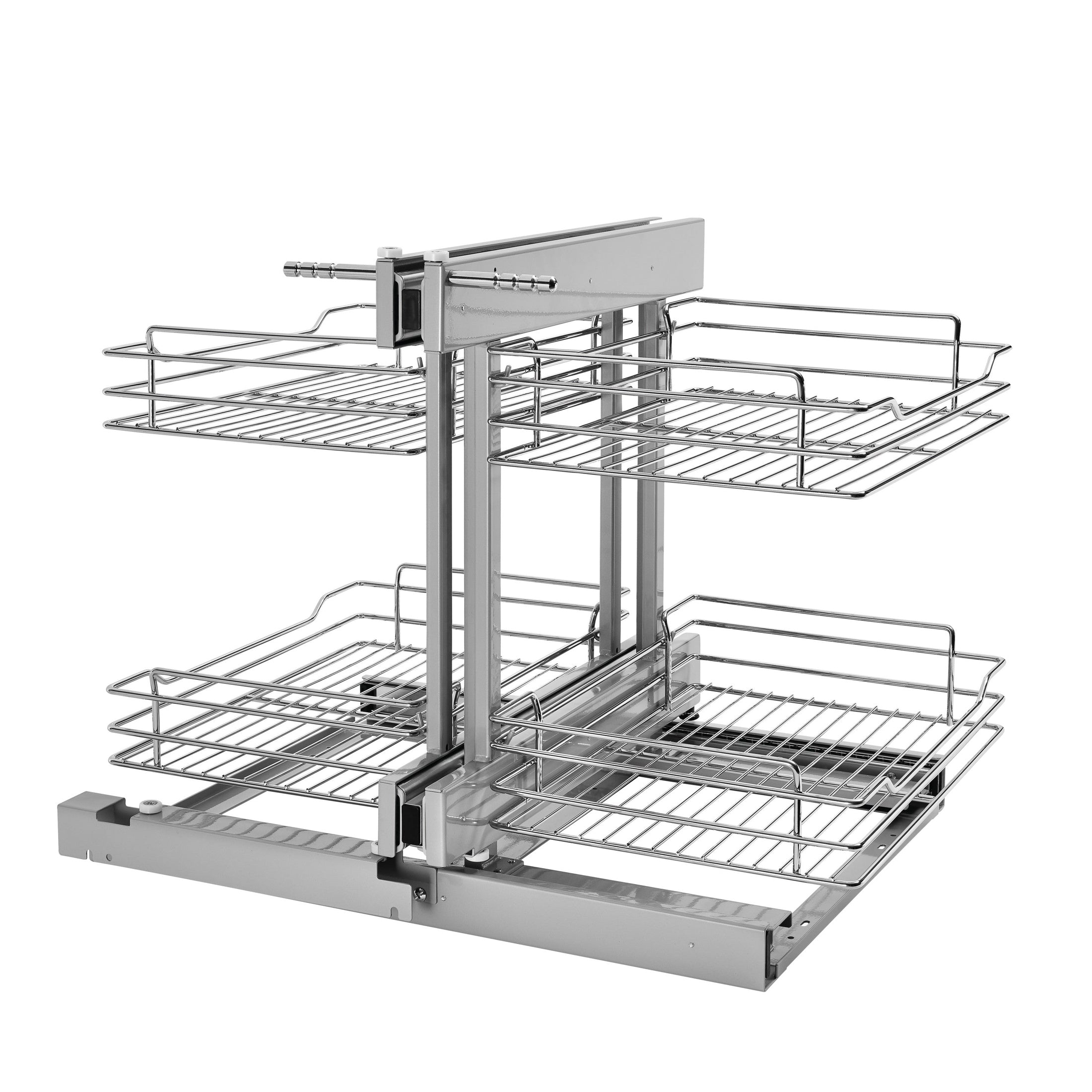 Chrome Two-Tier Wire Bottom Optimizer for 18" Blind Corner Cabinet Openings