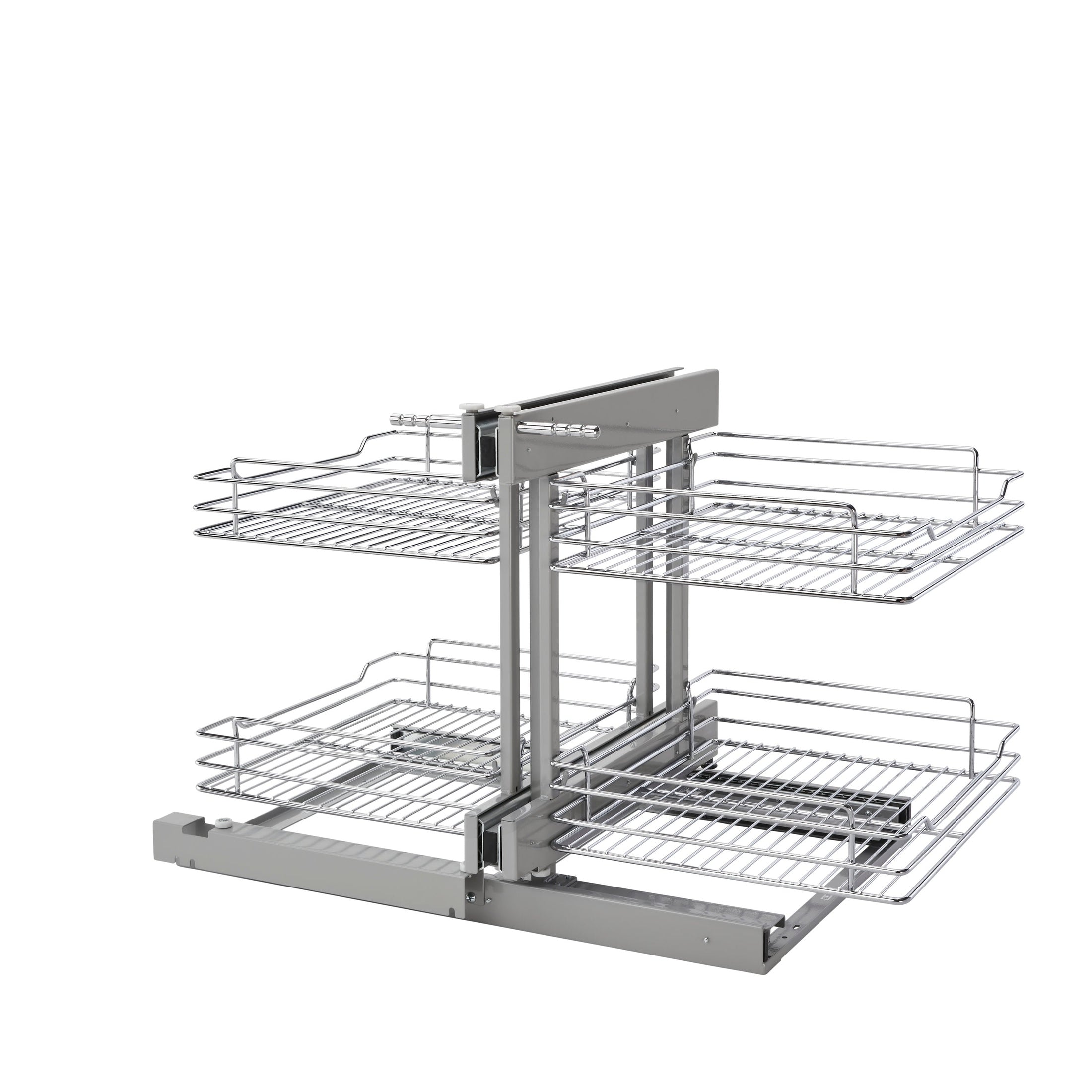 Chrome Two-Tier Wire Bottom Optimizer w/ Soft-Close for 18" Blind Corner Cabinet Openings