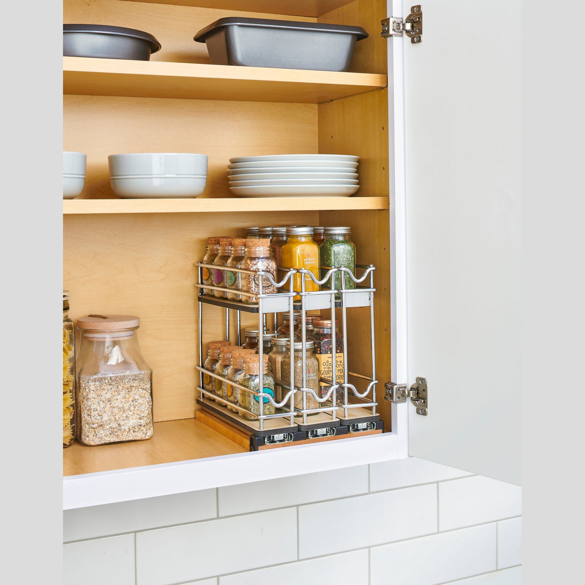9" Two-Tier Triple Narrow Wire Wall Upright Pullout