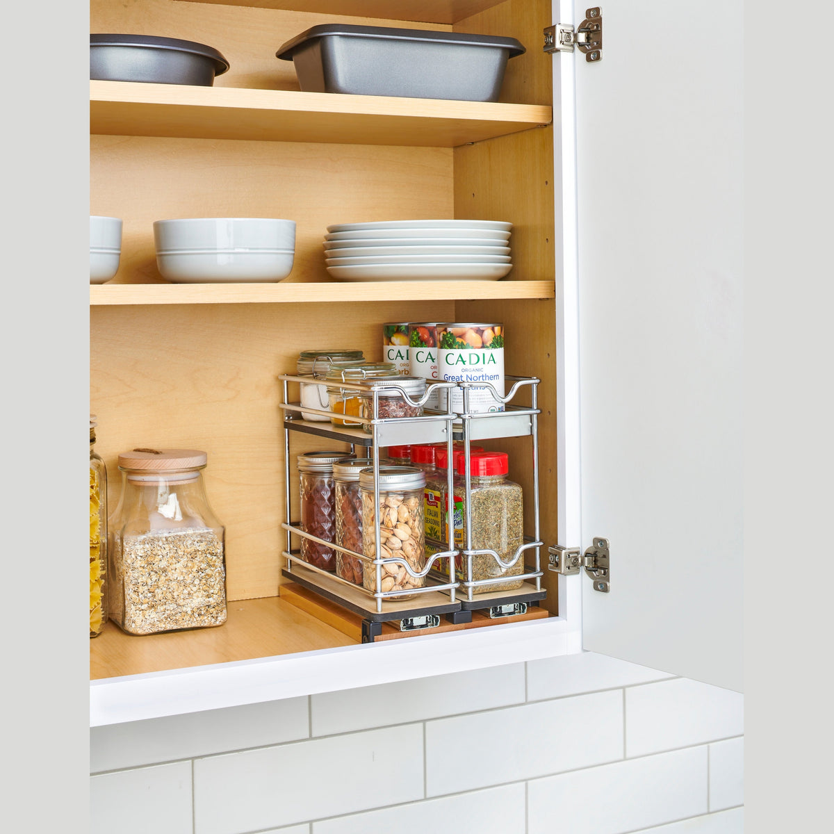 9” Two-Tier Double Wide Wire Wall Upright Pullout