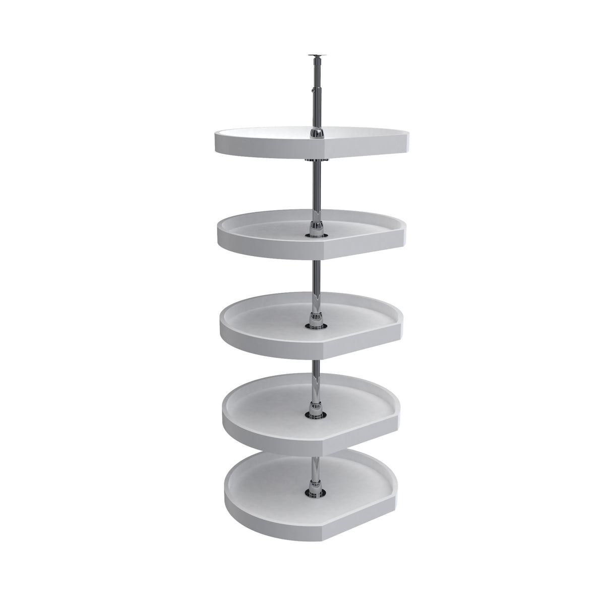 Polymer D-Shaped 5-Shelf Lazy Susans w/Post Hardware
