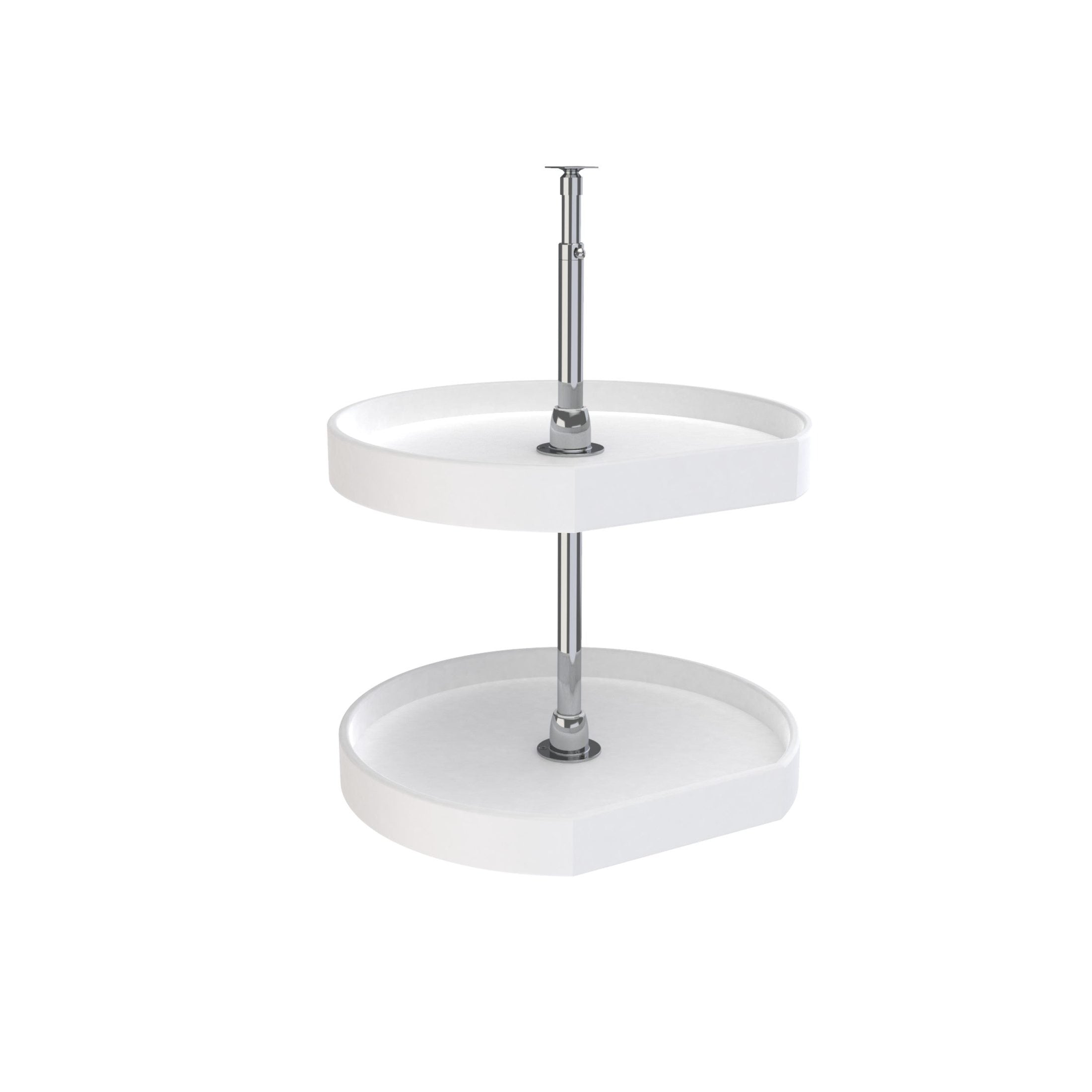 20" White Polymer D-Shaped 2-Shelf Lazy Susan for Corner Wall Cabinets