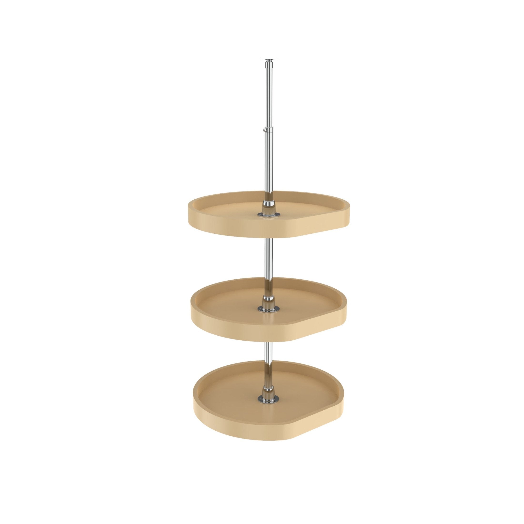20" Almond Polymer D-Shaped 3-Shelf Lazy Susan for Corner Wall Cabinets