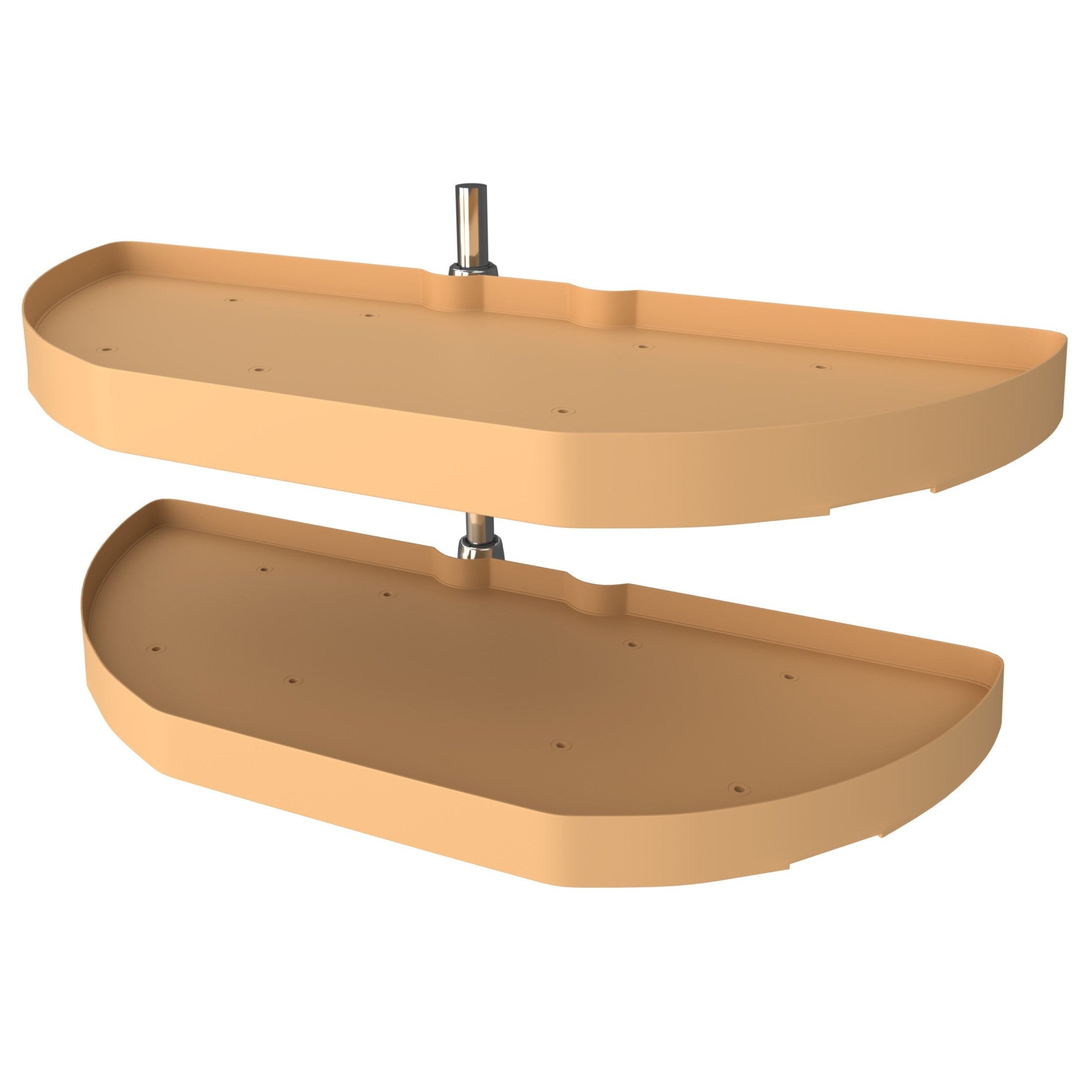 31" Almond Polymer Two-Tier Half-Moon Optimizer w/ Pivot and Slide Hardware for 13-1/4" Blind Corner Cabinet Openings