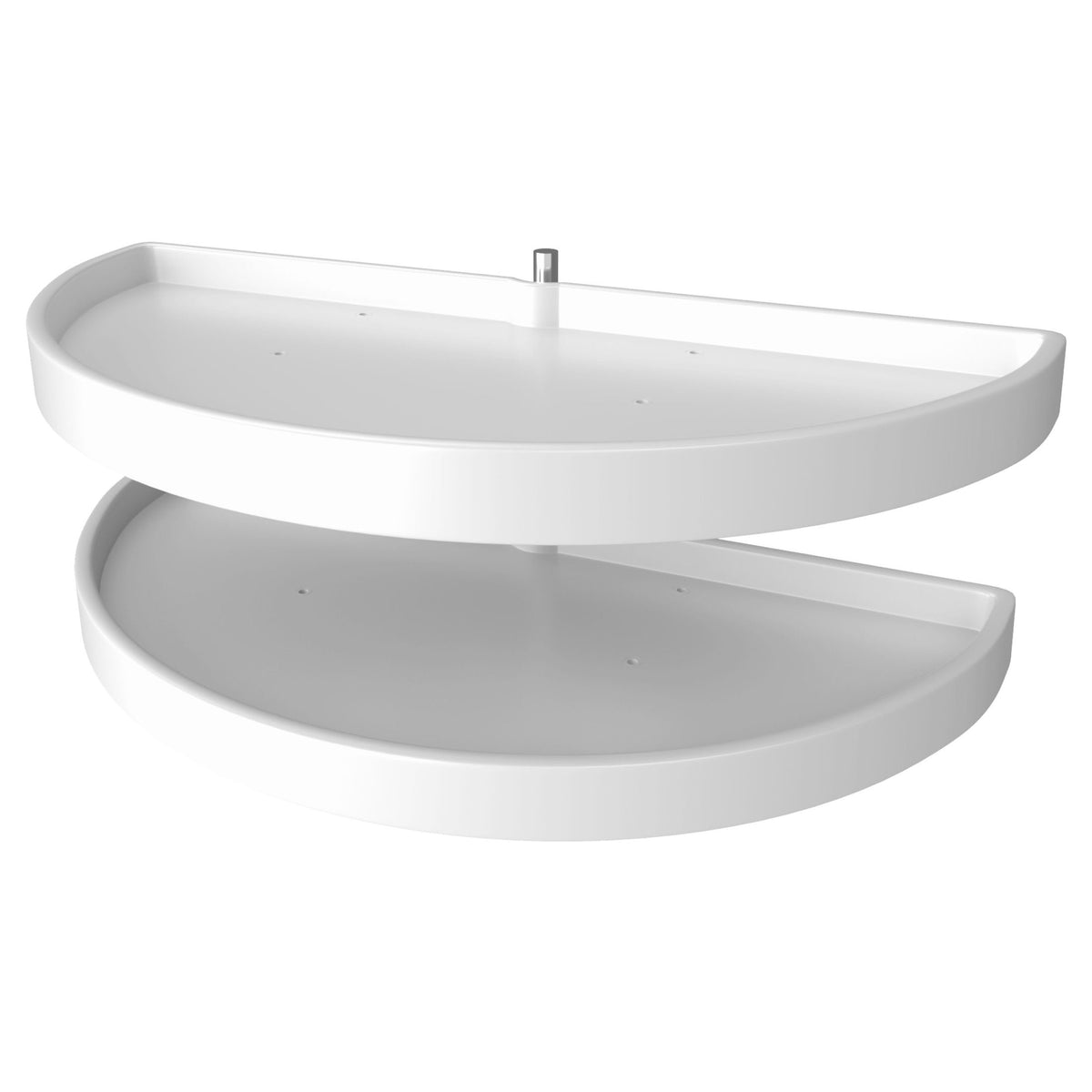 39" White Polymer Two-Tier Half-Moon Optimizer w/ Pivot and Slide Hardware for 19-1/4" Blind Corner Cabinet Openings