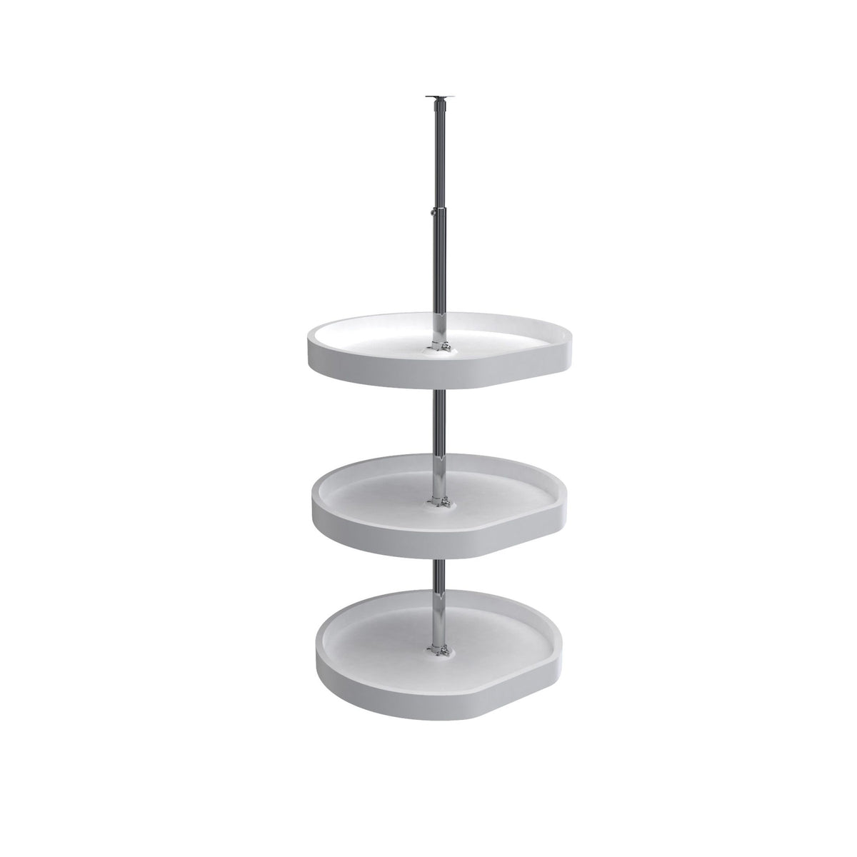20" White Polymer D-Shaped 3-Shelf Lazy Susan for Corner Wall Cabinets