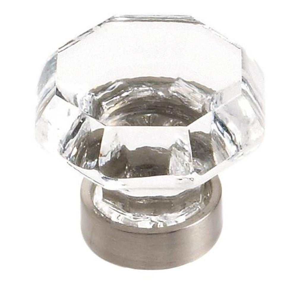 Traditional Classics 15/16 inch (33mm) Diameter Clear/Satin Nickel Cabinet Knob