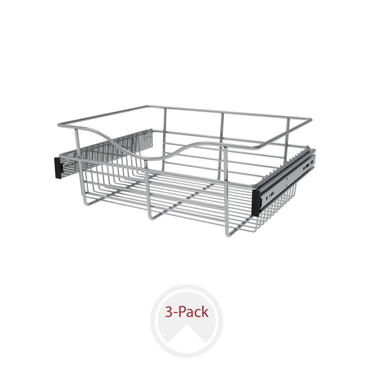 Chrome 18" Wire Pullout Basket for 14" Deep Closet 7" H (3-pack)