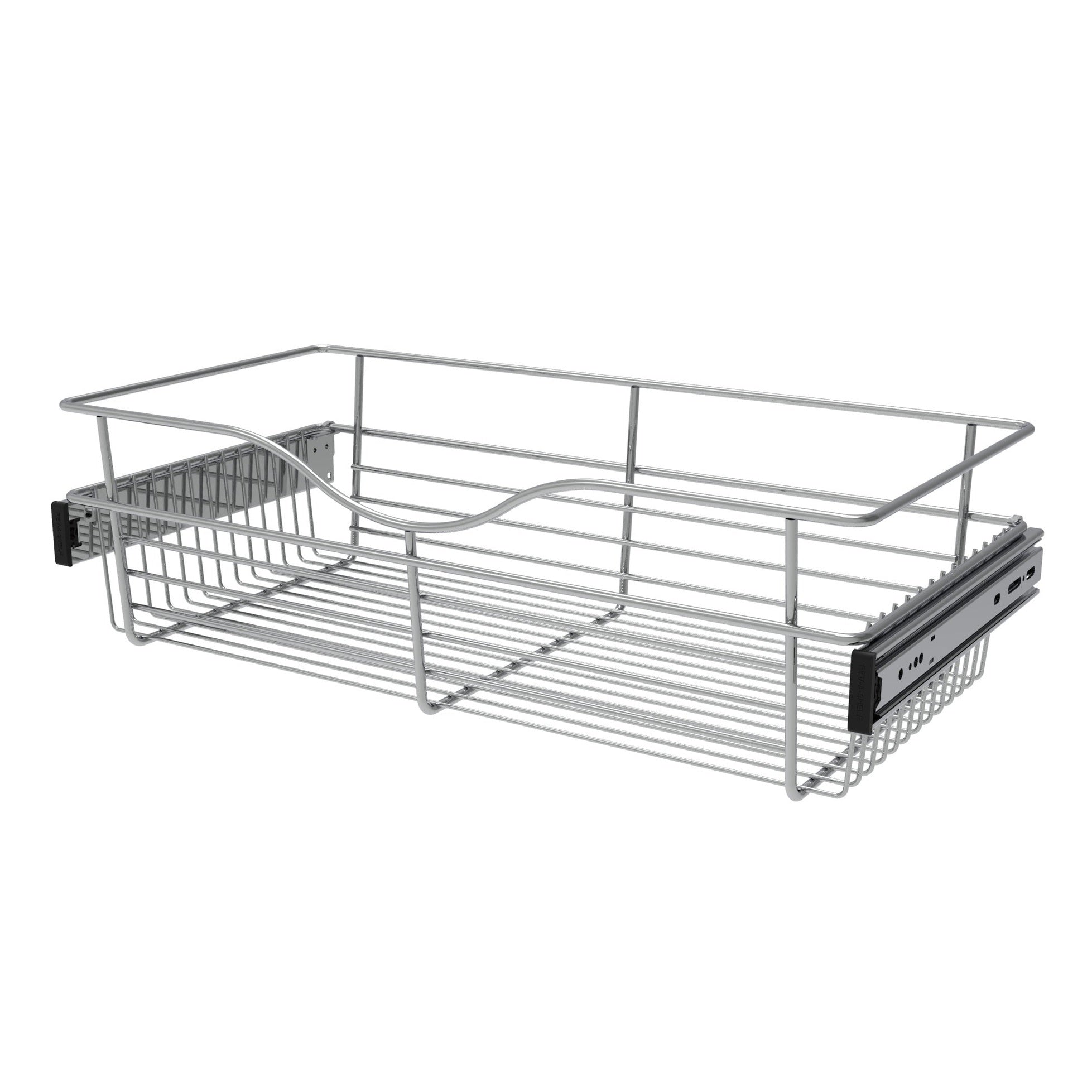 Chrome 24" Wire Pullout Basket for 12" Deep Closet - 7" H