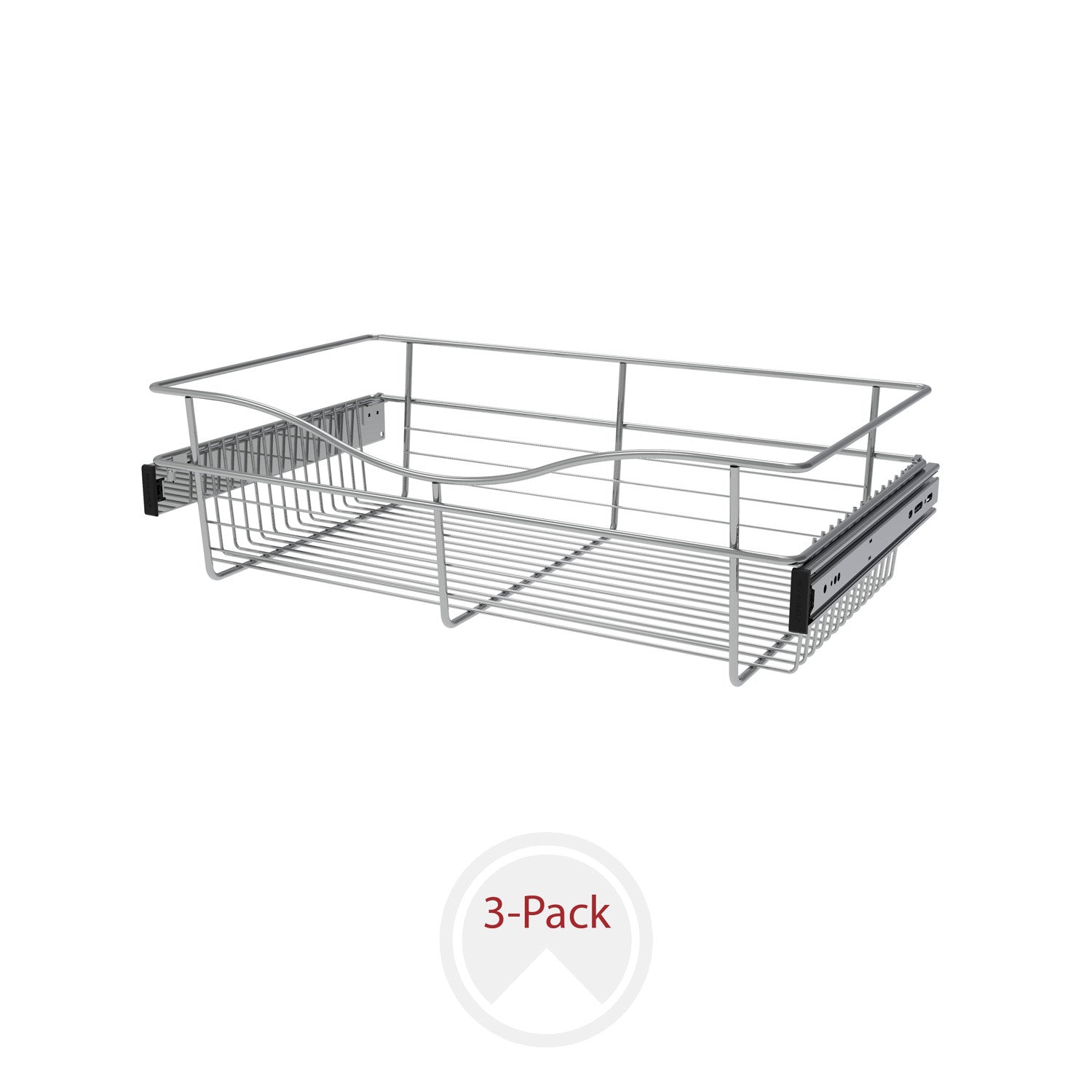 Chrome 24" Wire Pullout Basket for 14" Deep Closet - 7" H (3-pack)