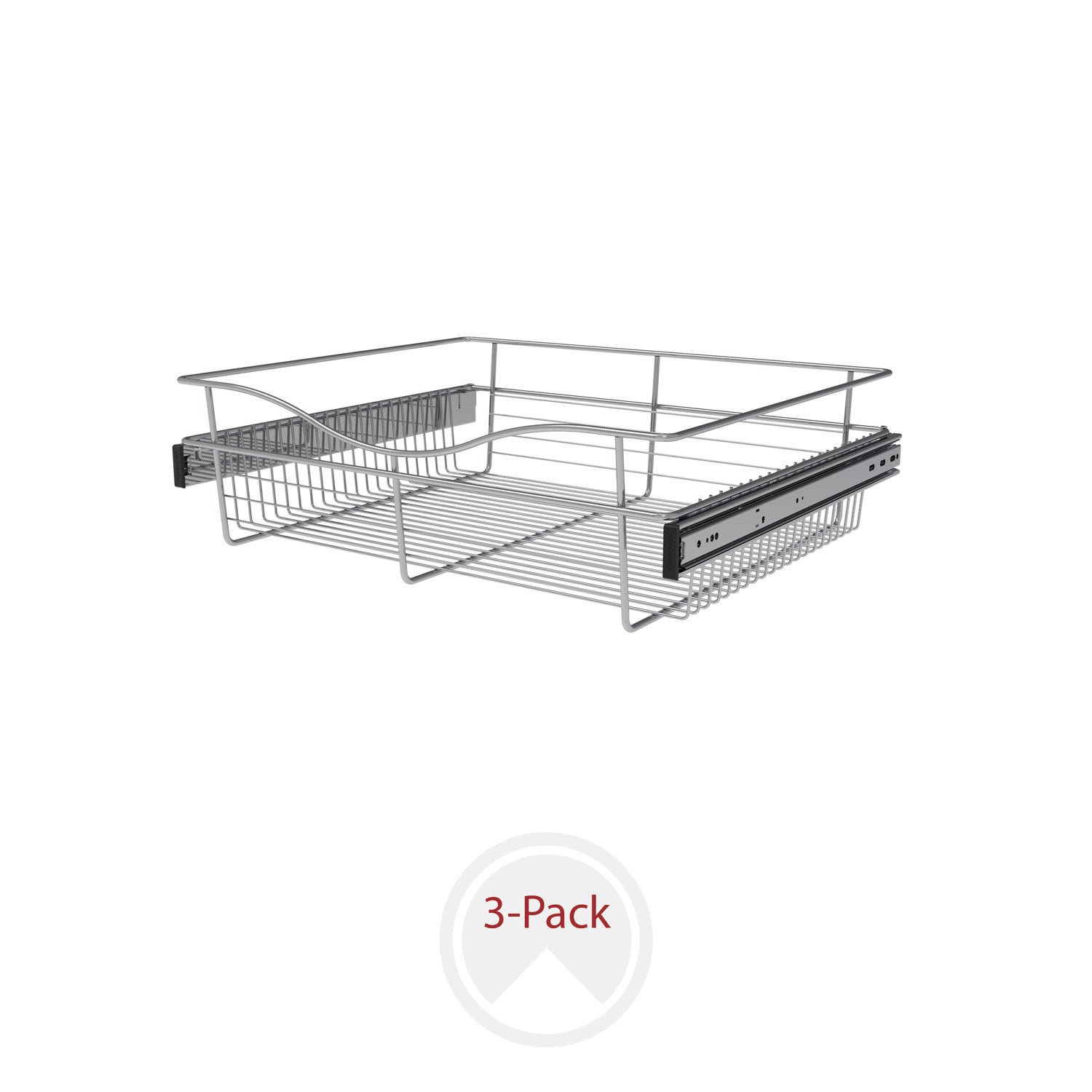 Chrome 24" Wire Pullout Basket for 20" Deep Closet - 7" H (3-pack)