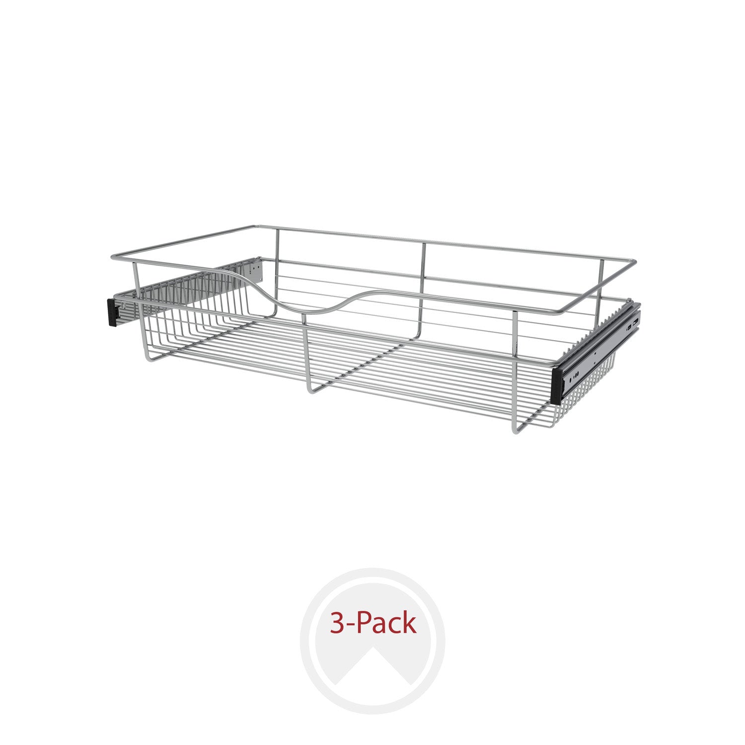 Chrome 30" Wire Pullout Basket for 16" Deep Closet - 7" H (3-pack)