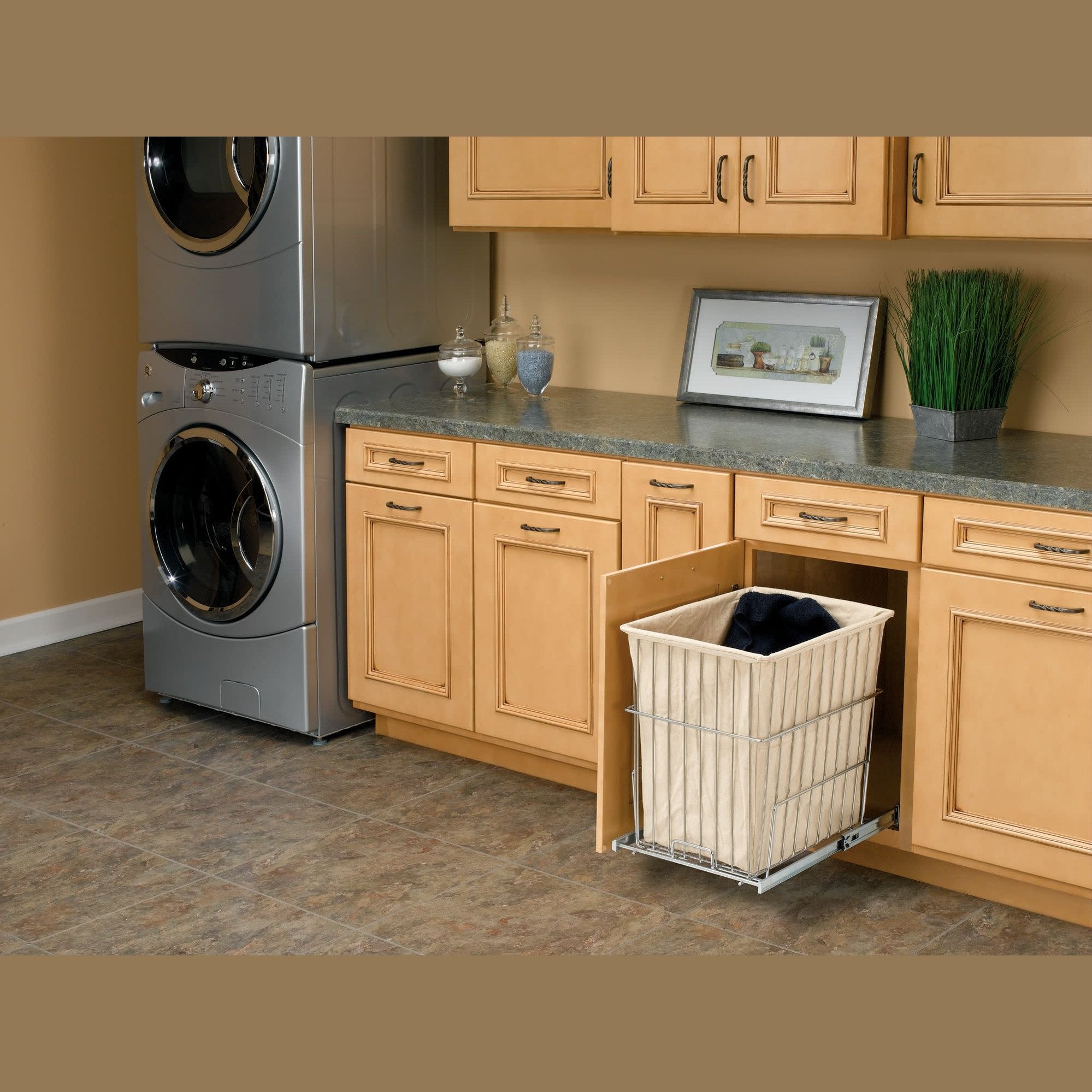Chrome Wire Pullout Hamper w/ Full-Extension Slides