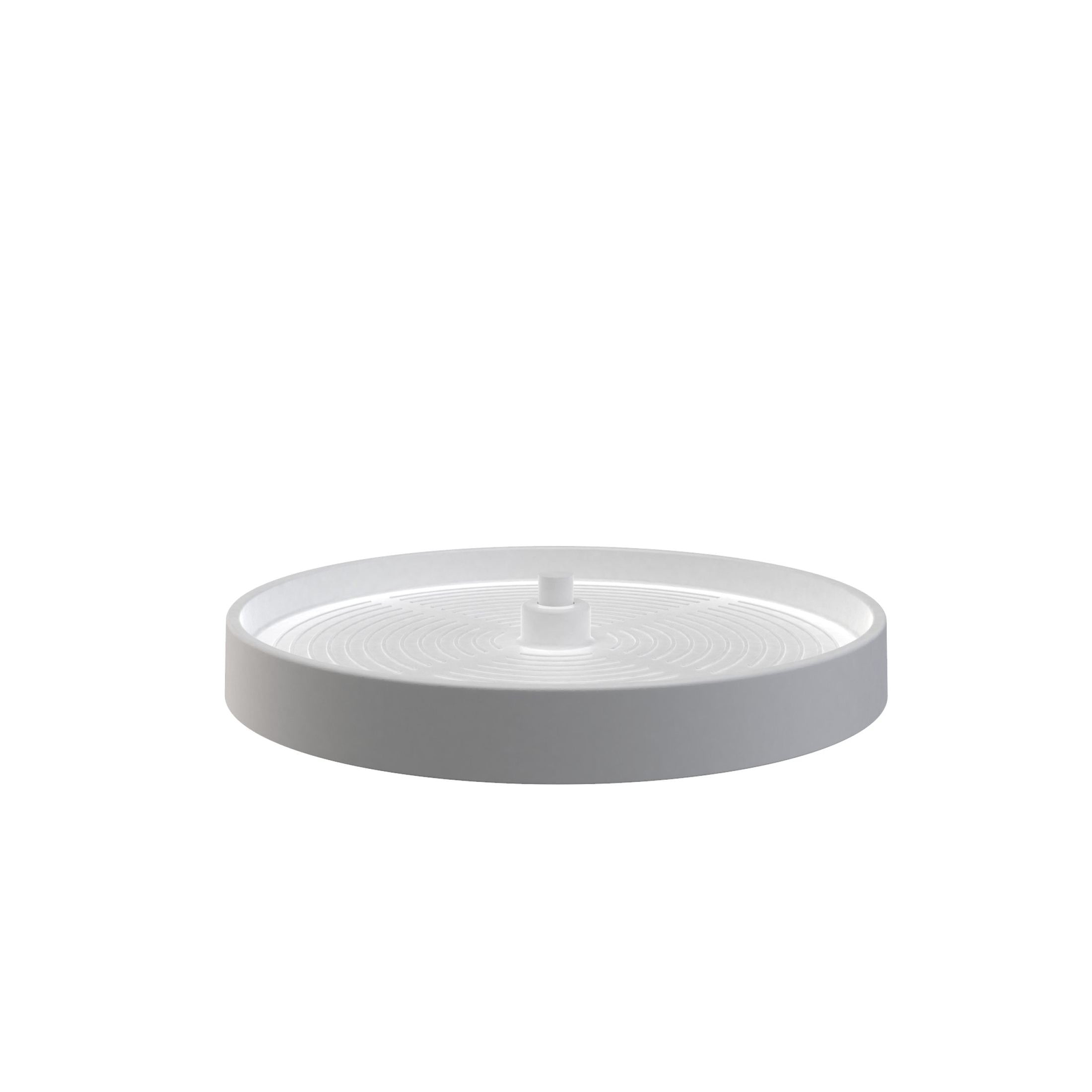 18" White Lazy Daisy Polymer Full-Circle 1-Shelf Lazy Susan w/Bottom-Mount Hardware for Corner Wall Cabinets