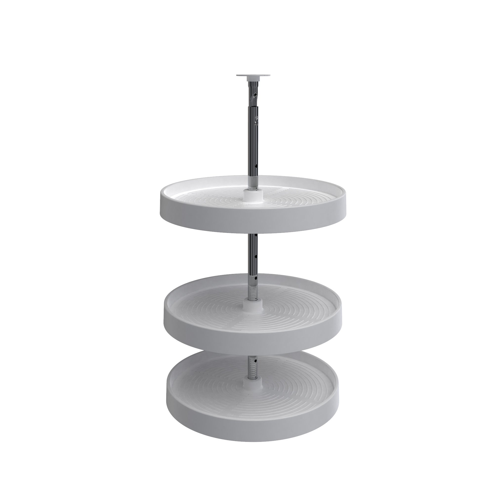 18" White Lazy Daisy Polymer Full-Circle 3-Shelf Lazy Susan for 34" H Corner Wall Cabinets