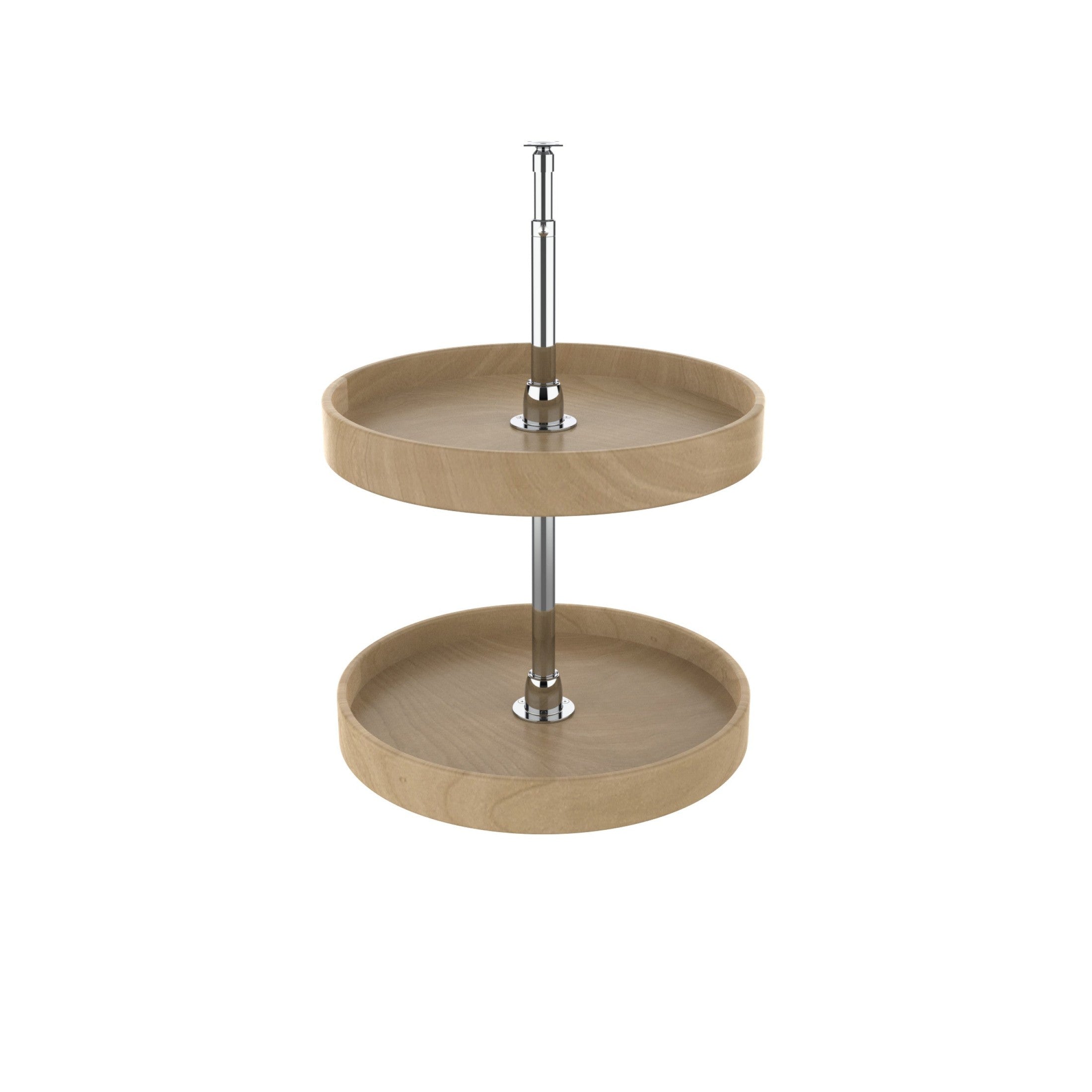 18" Lazy Daisy Natural Wood Full-Circle 2-Shelf Lazy Susan for Corner Wall Cabinets