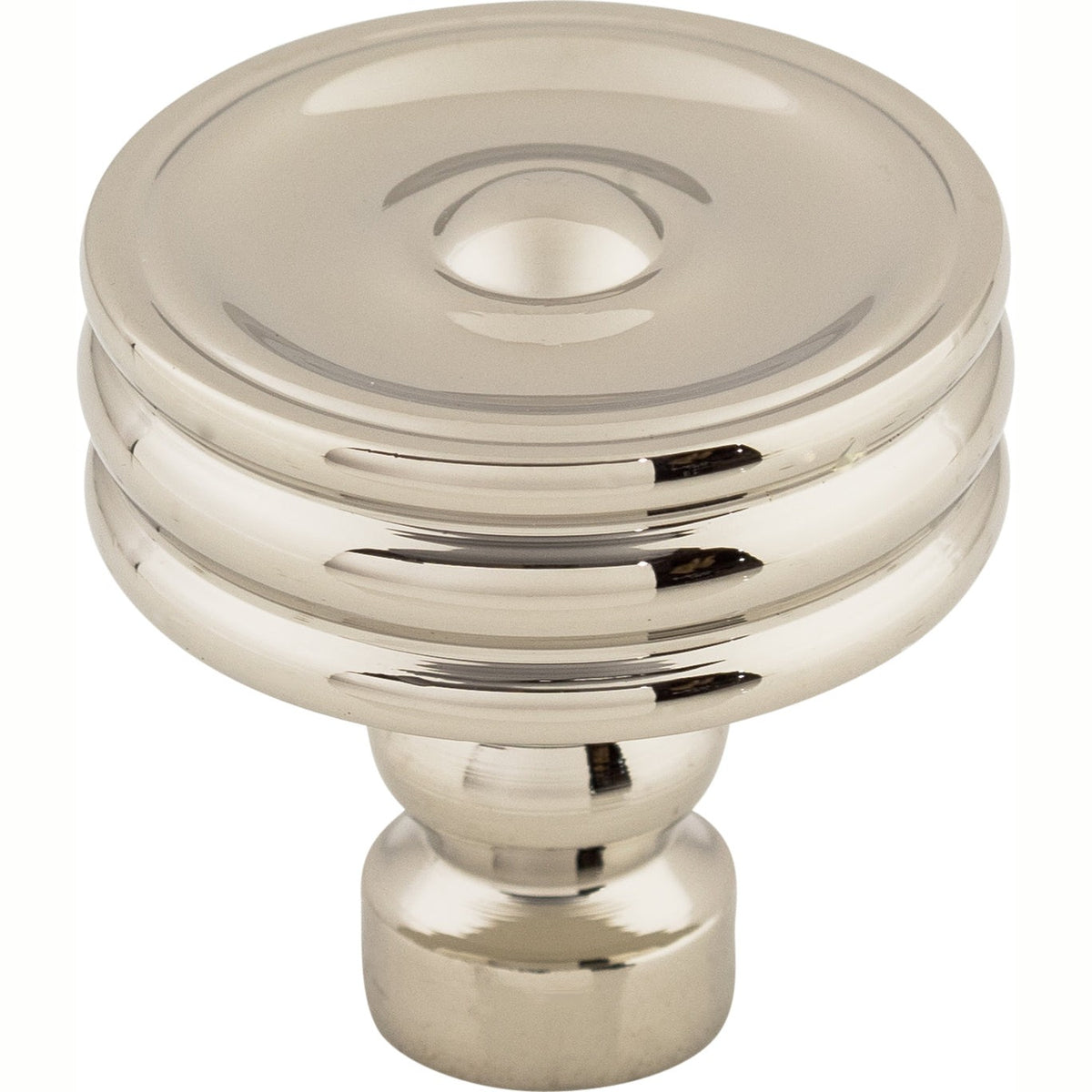 Top Knobs Brixton Series 1-1/4"L Ridged Knob, Polished Nickel