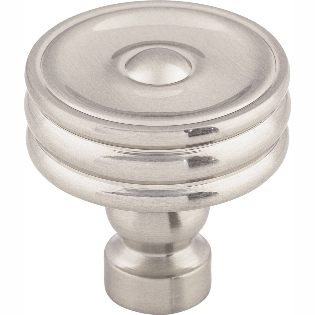 Top Knobs Brixton Series 1-1/4"L Ridged Knob, Brushed Satin Nickel