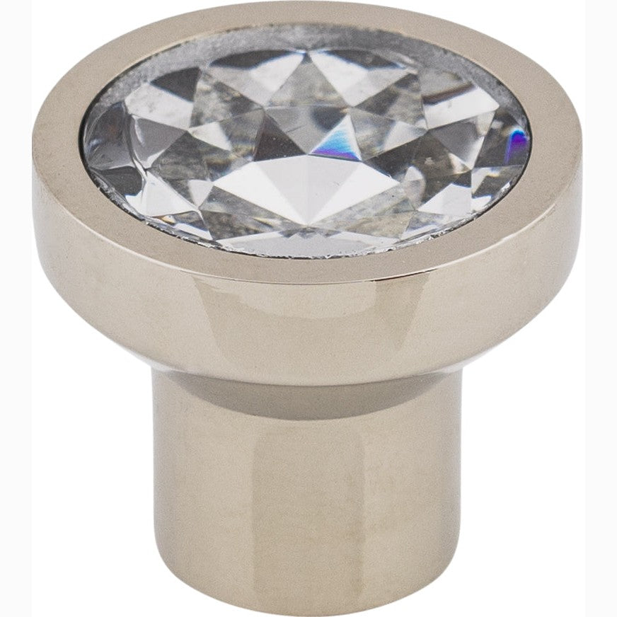 Top Knobs Wentworth Crystal Round Series 13/16"L Knob, Polished Nickel Base