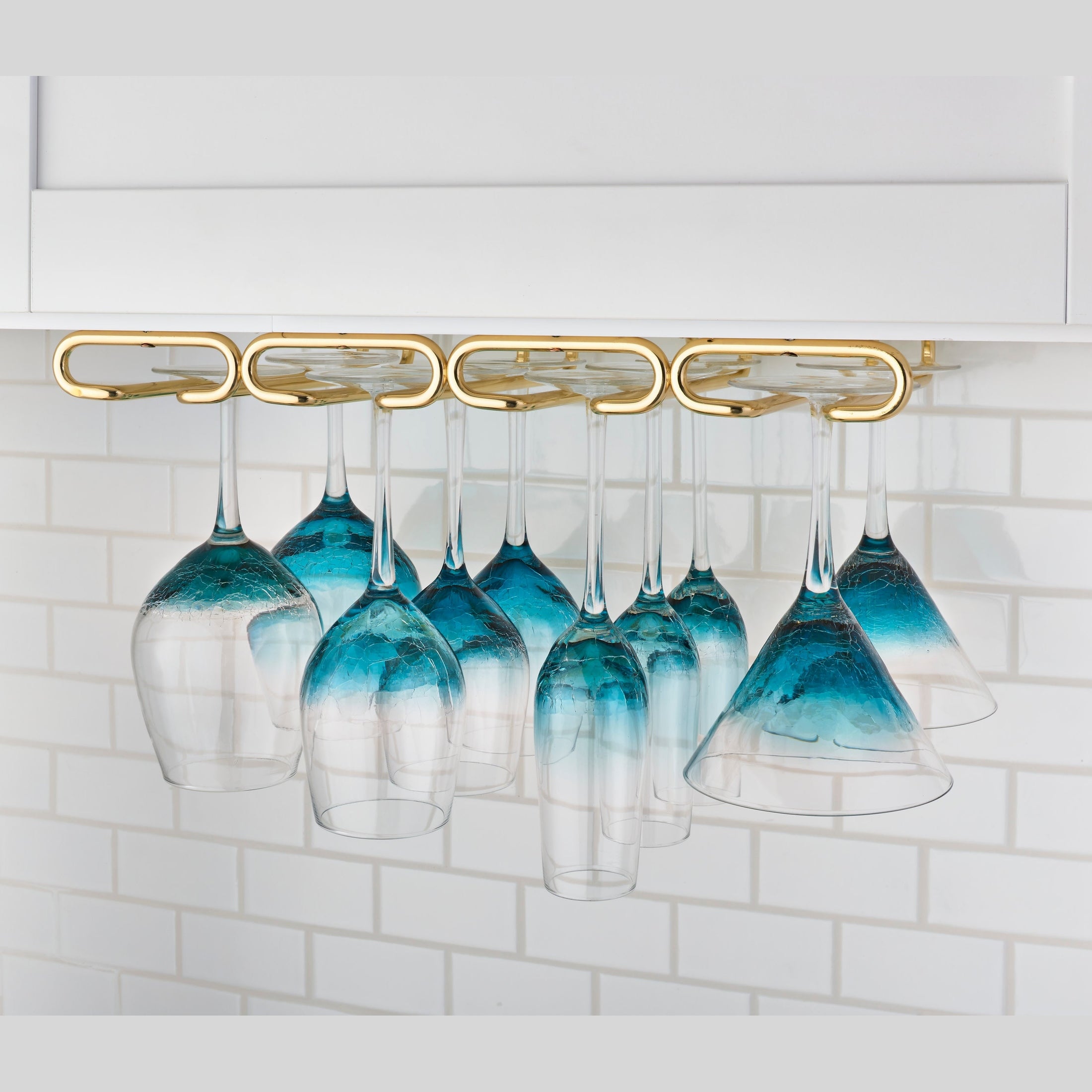 11" Brass Under Cabinet Quad Wine Glass Holder
